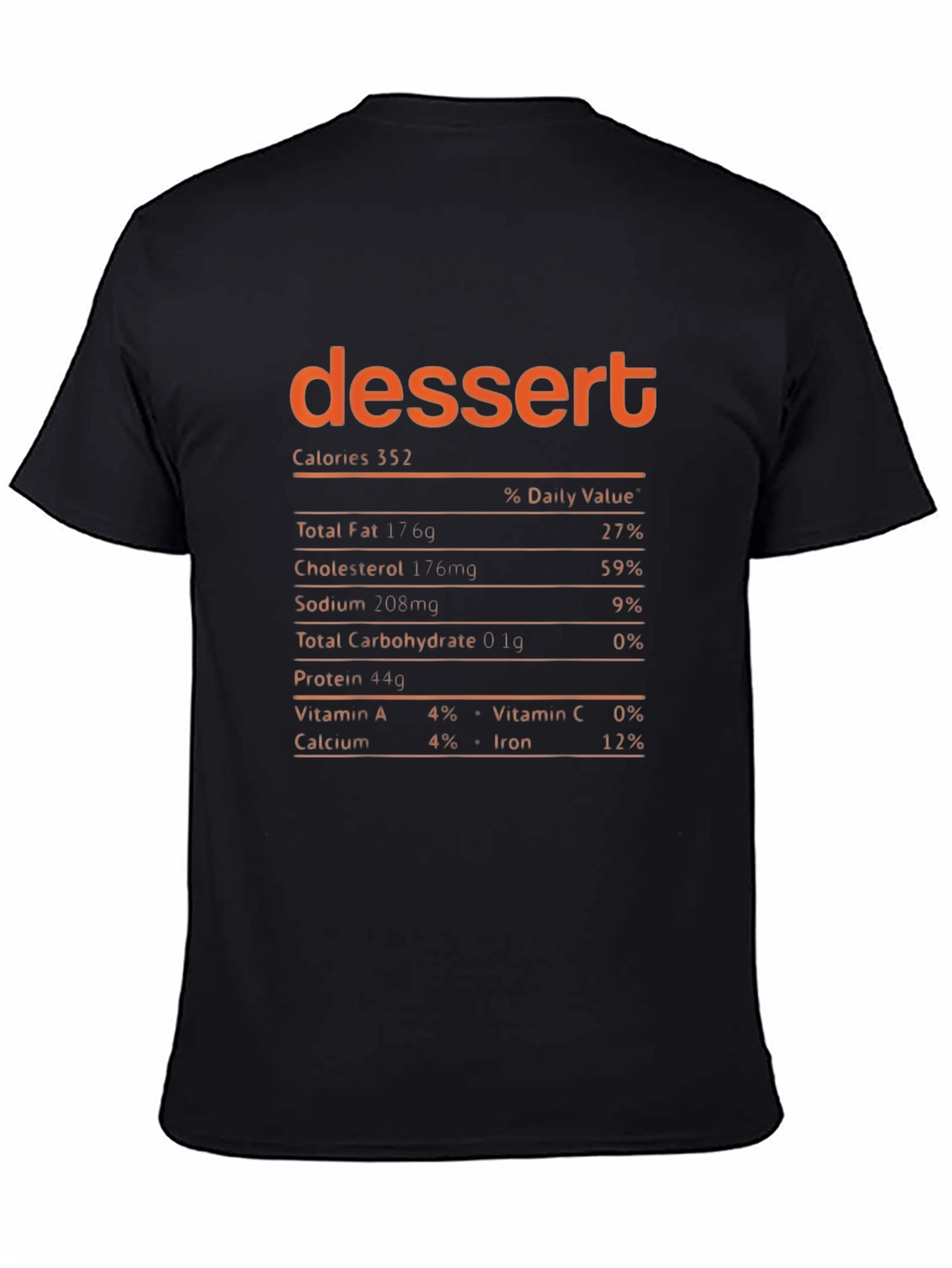Dessert Nutrition Facts Graphic T-Shirt