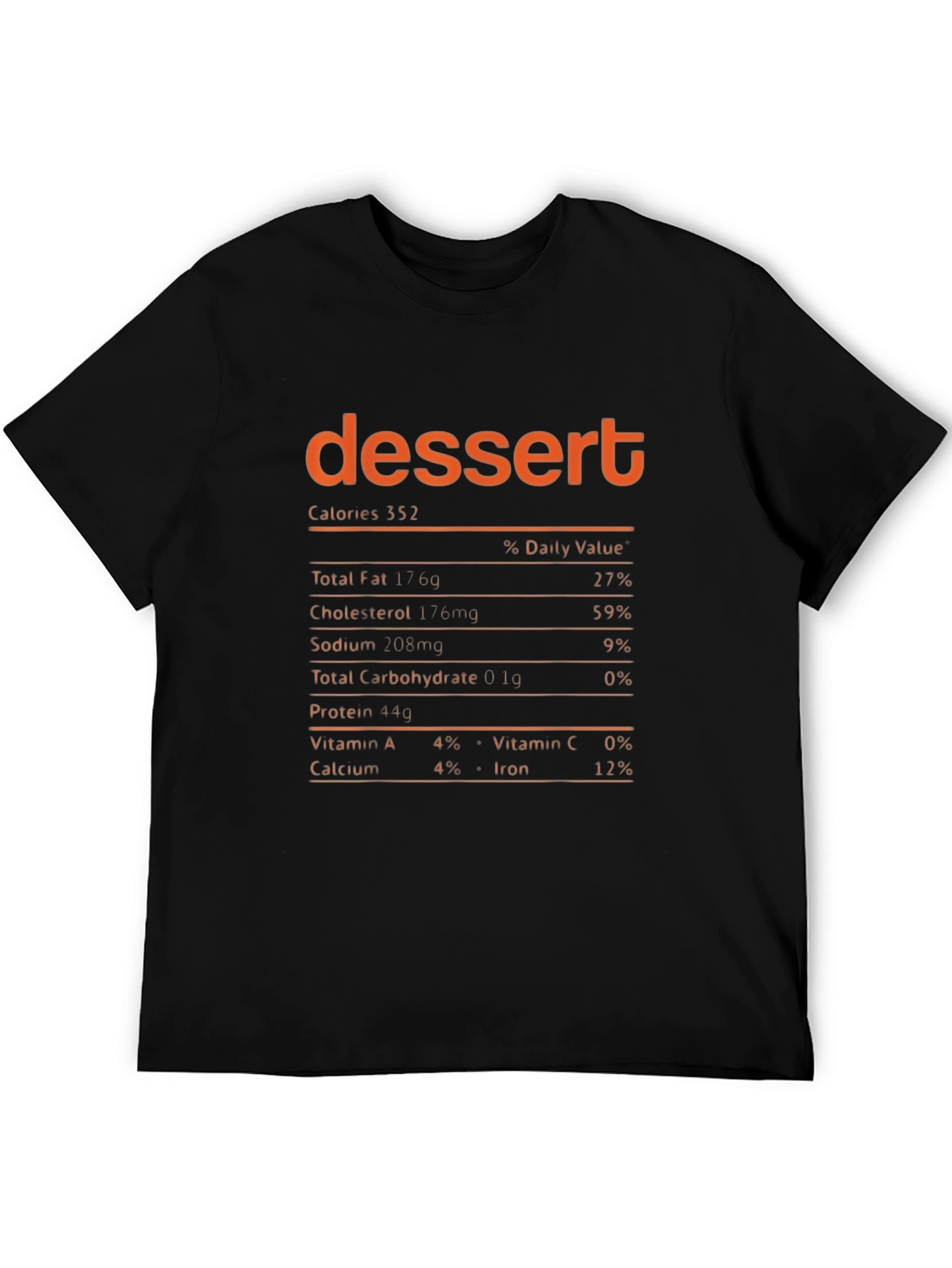 Dessert Nutrition Facts Graphic T-Shirt