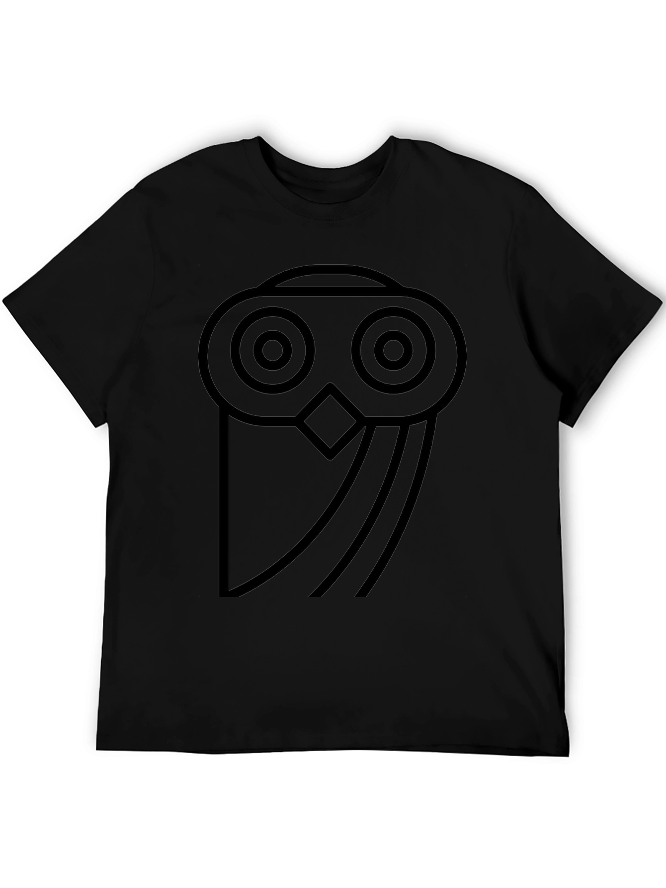 Abstract Owl Graphic Print Black Tee