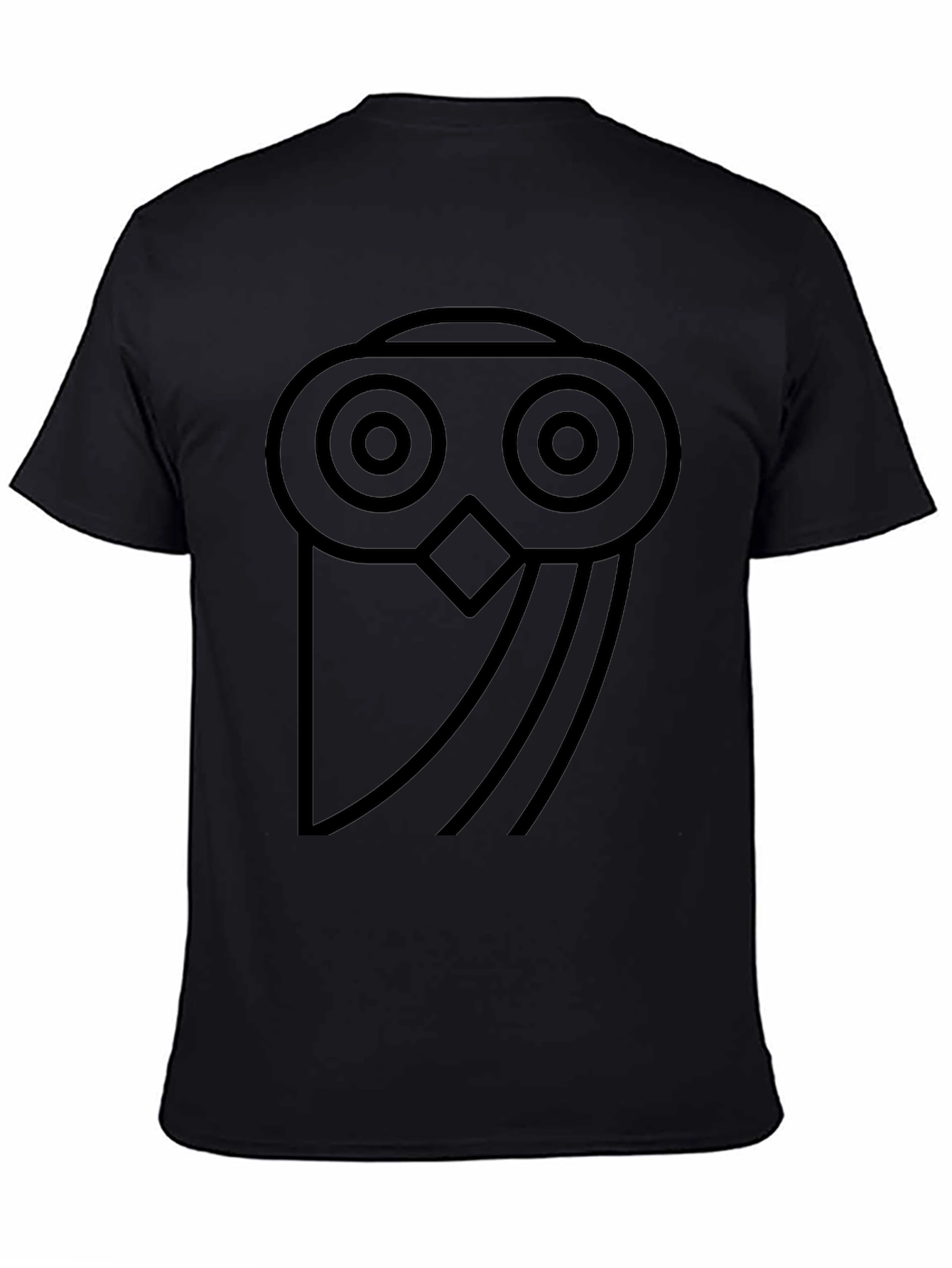 Abstract Owl Graphic Print Black Tee