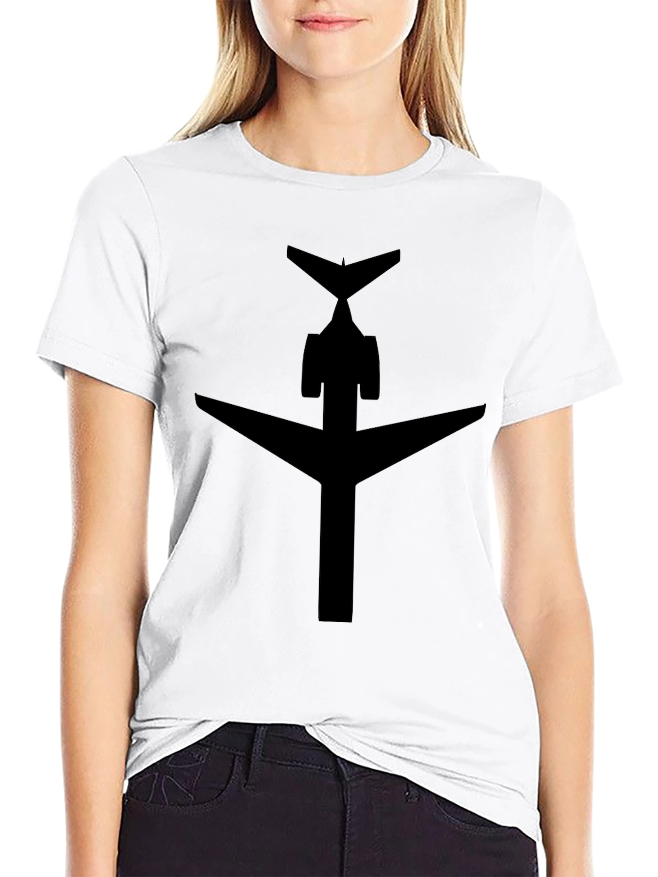 Airplane Silhouette Black T-Shirt