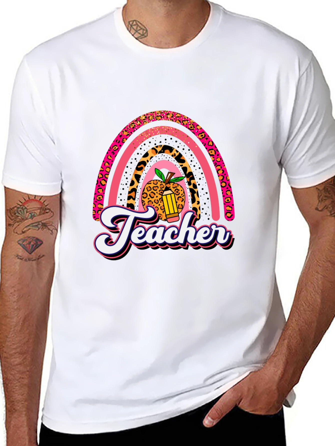 Teacher Rainbow Leopard Print T-Shirt