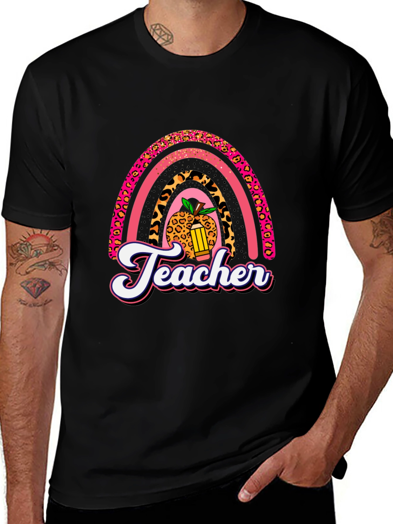 Teacher Rainbow Leopard Print T-Shirt