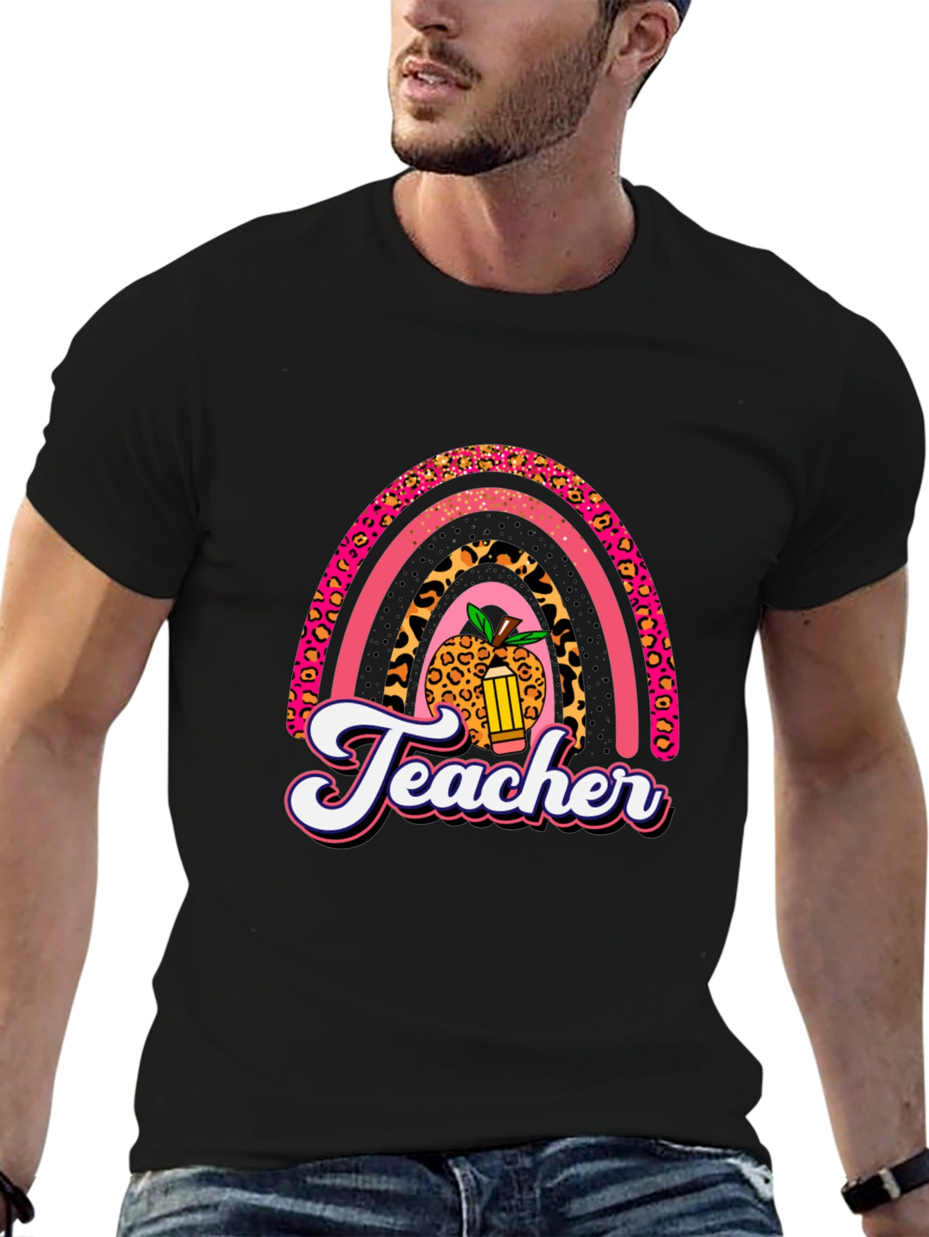 Teacher Rainbow Leopard Print T-Shirt