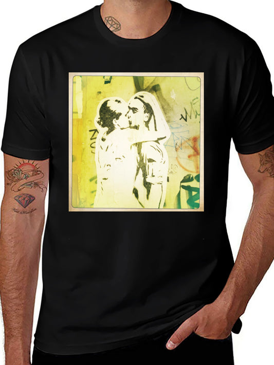 Banksy Inspired Kissing Coppers Graphic T-Shirt