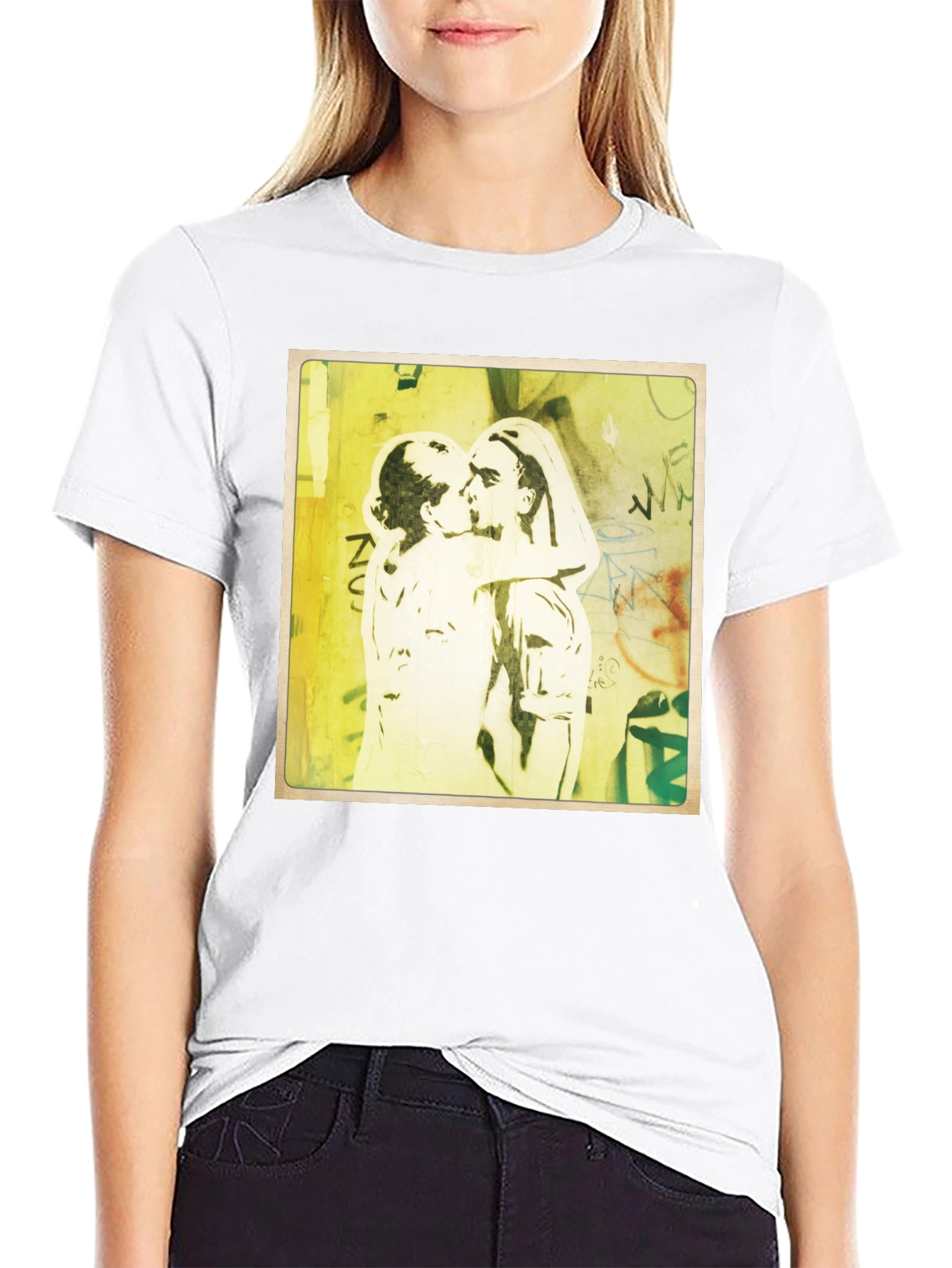 Banksy Inspired Kissing Coppers Graphic T-Shirt