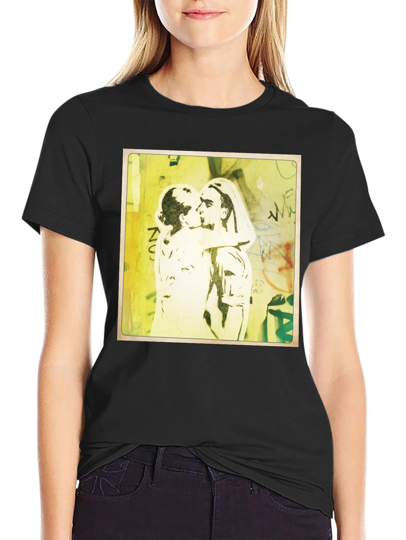 Banksy Inspired Kissing Coppers Graphic T-Shirt
