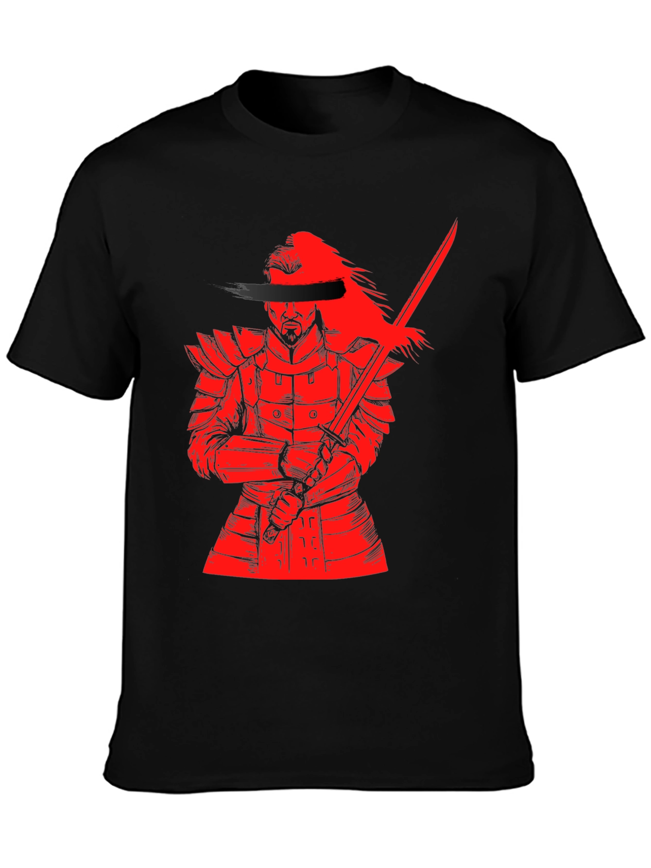Samurai Warrior Graphic Print T-Shirt - Black