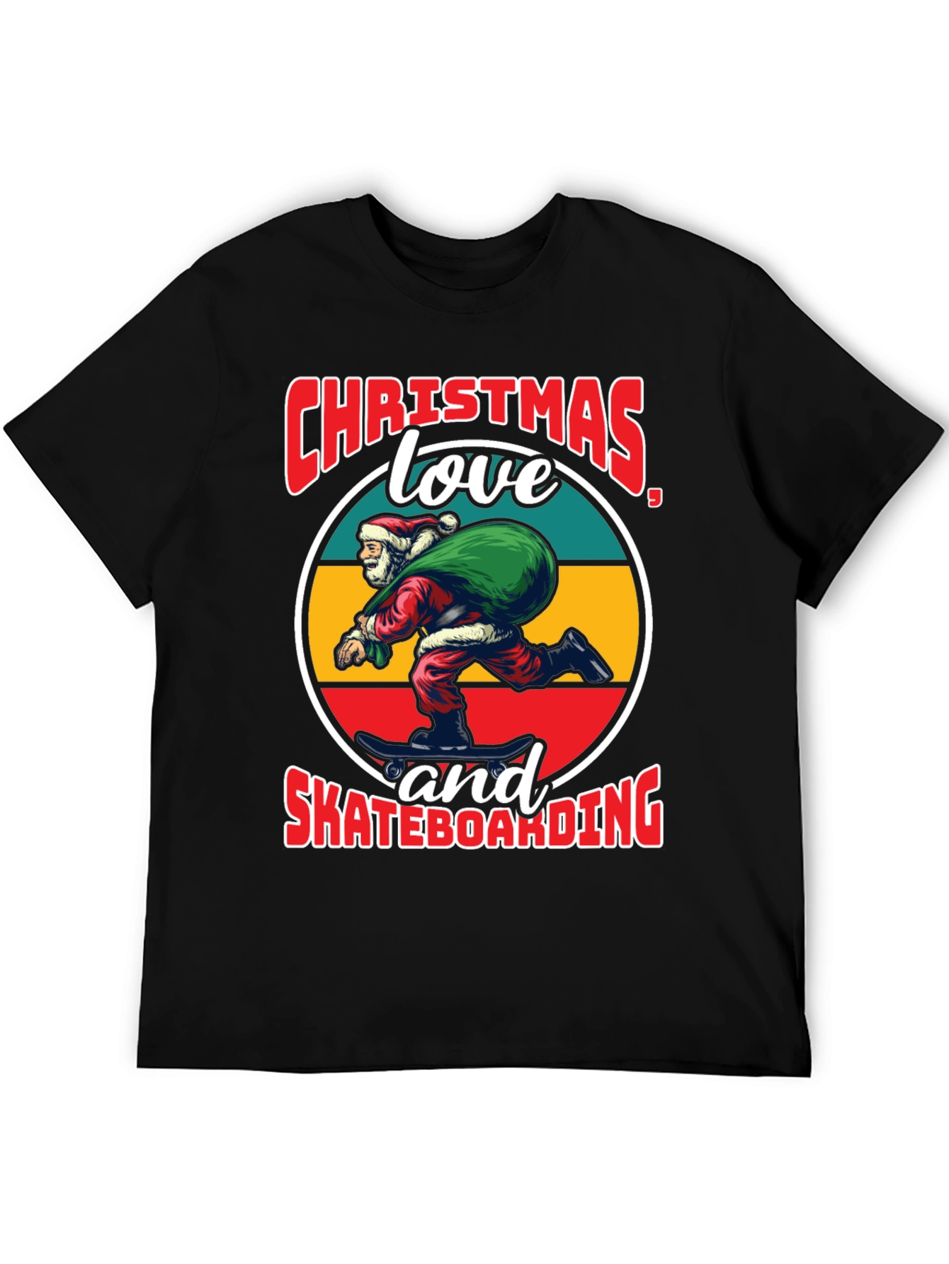 Christmas Santa Skateboarding T-Shirt