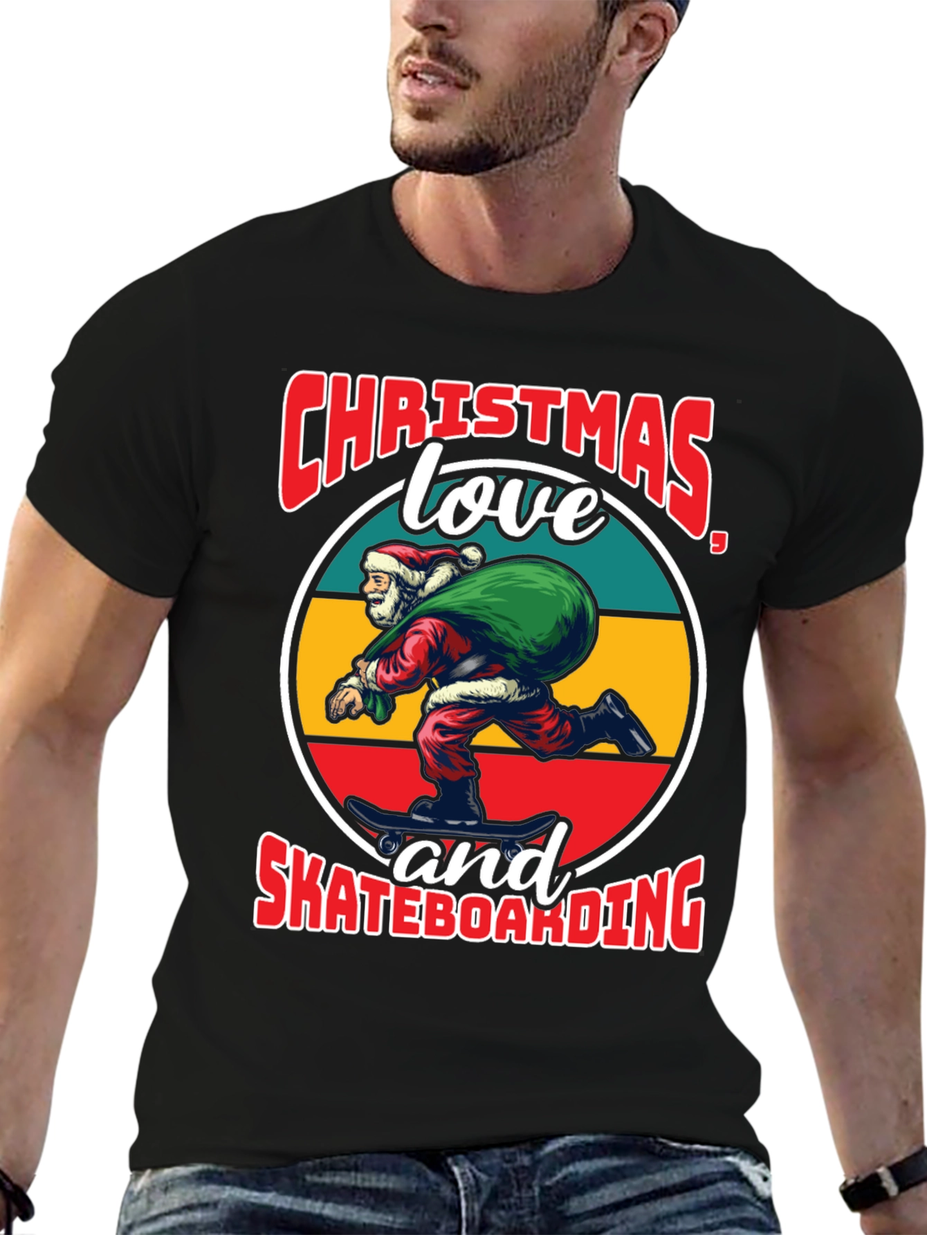 Christmas Santa Skateboarding T-Shirt