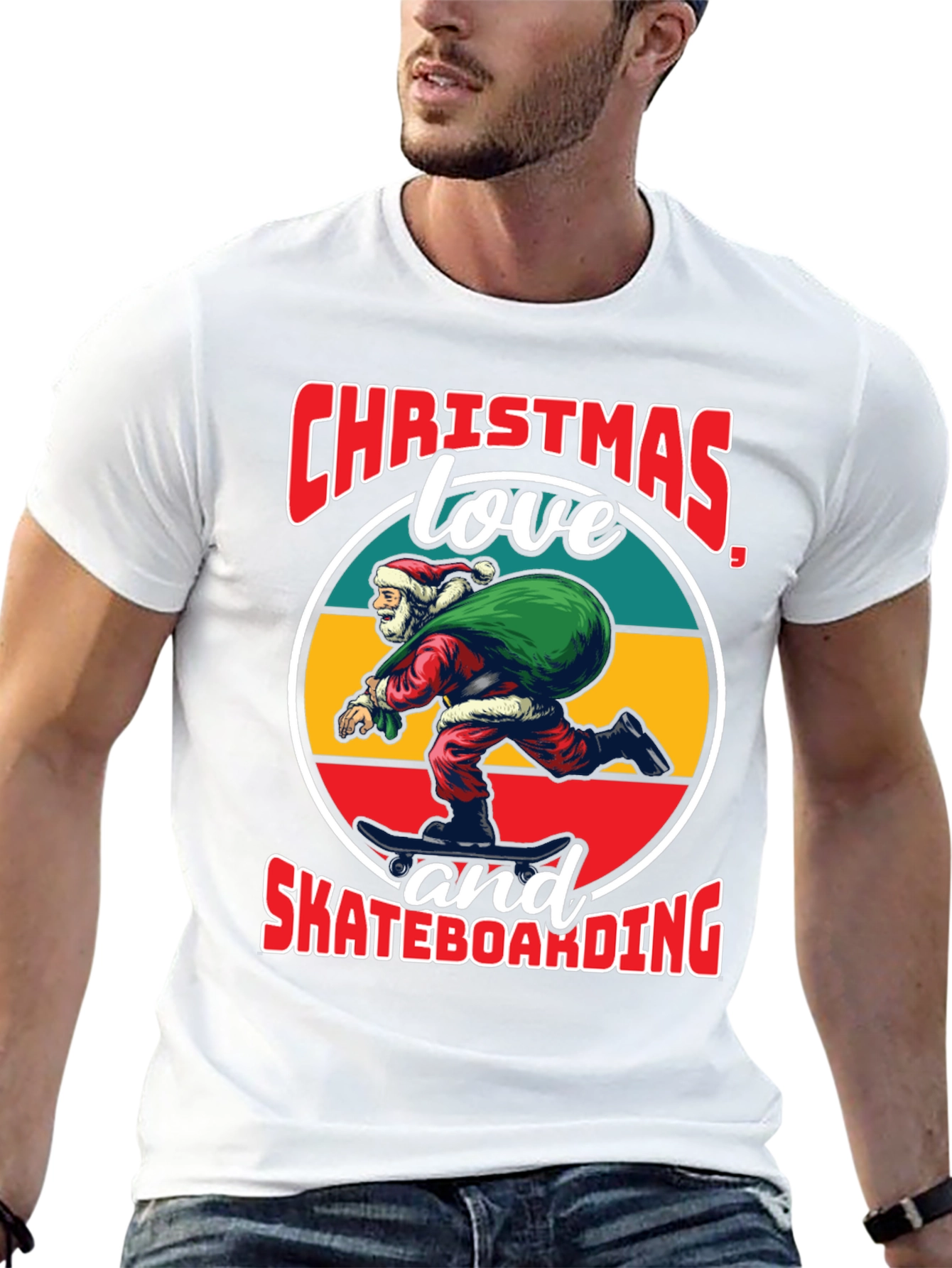 Christmas Santa Skateboarding T-Shirt