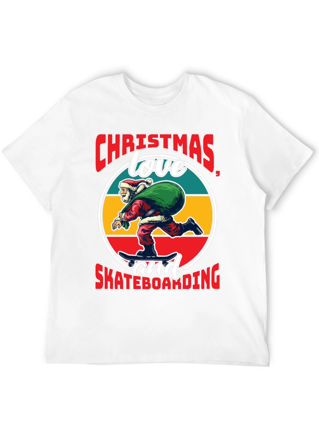 Christmas Santa Skateboarding T-Shirt