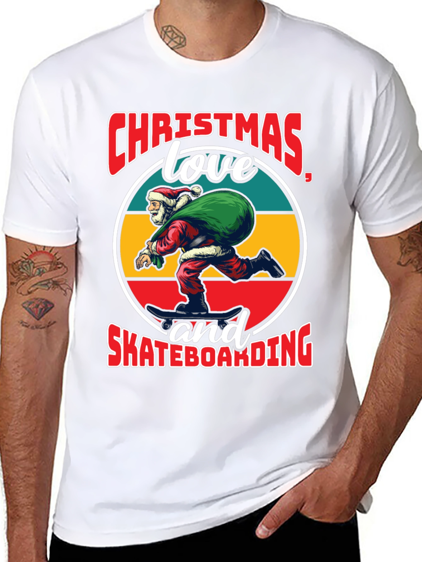 Christmas Santa Skateboarding T-Shirt