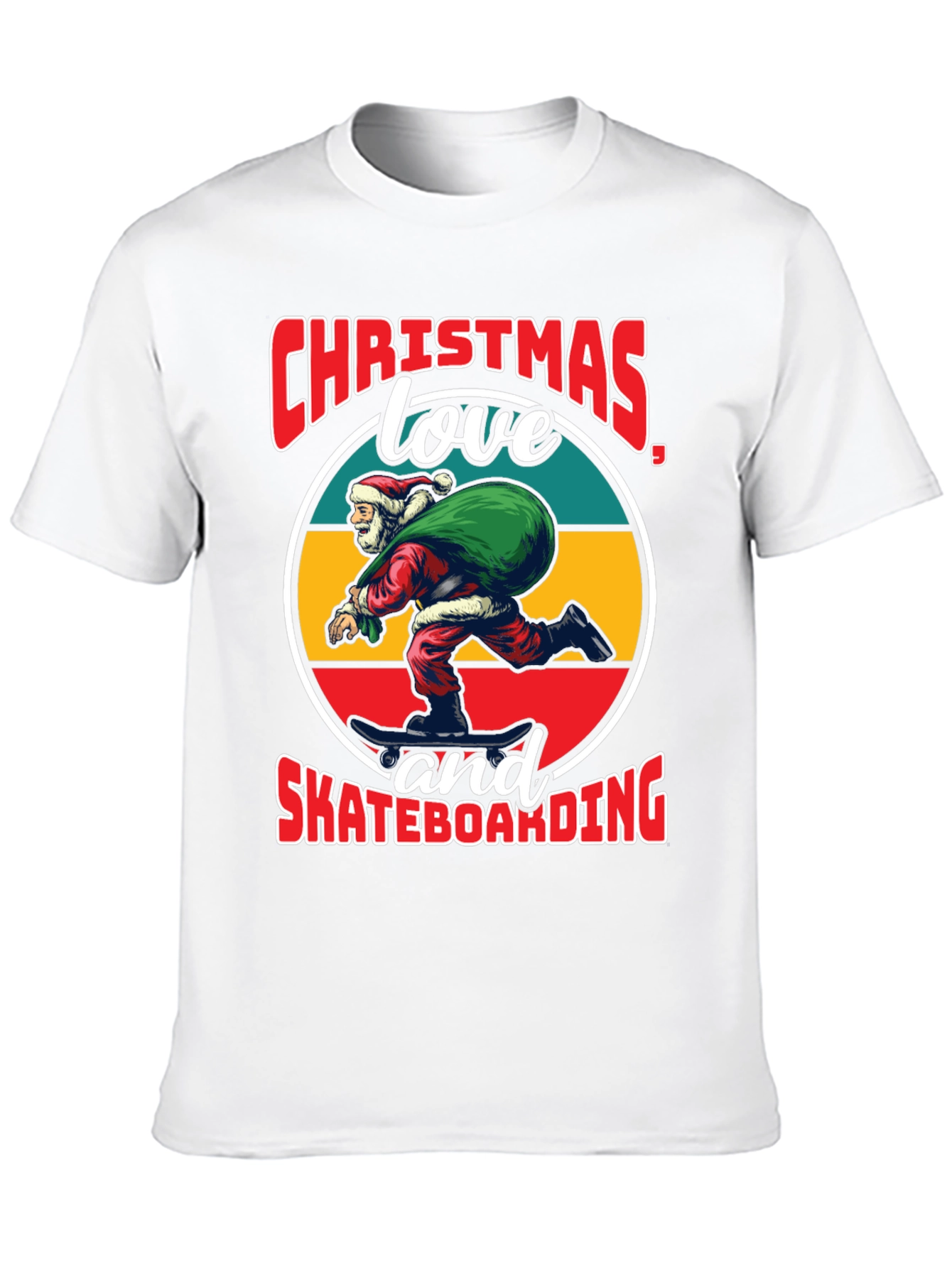 Christmas Santa Skateboarding T-Shirt