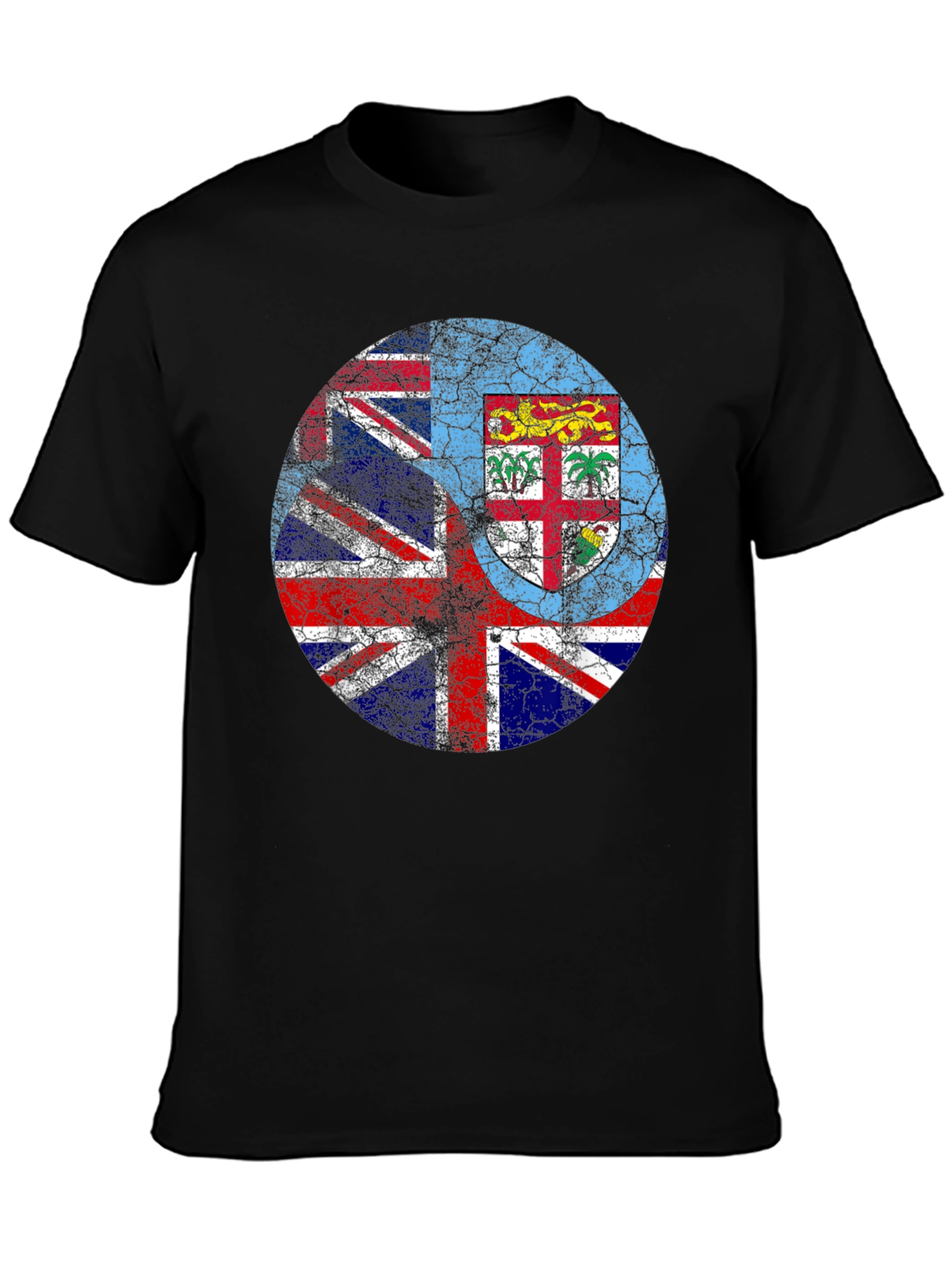 Fiji Flag Grunge Graphic Black T-Shirt