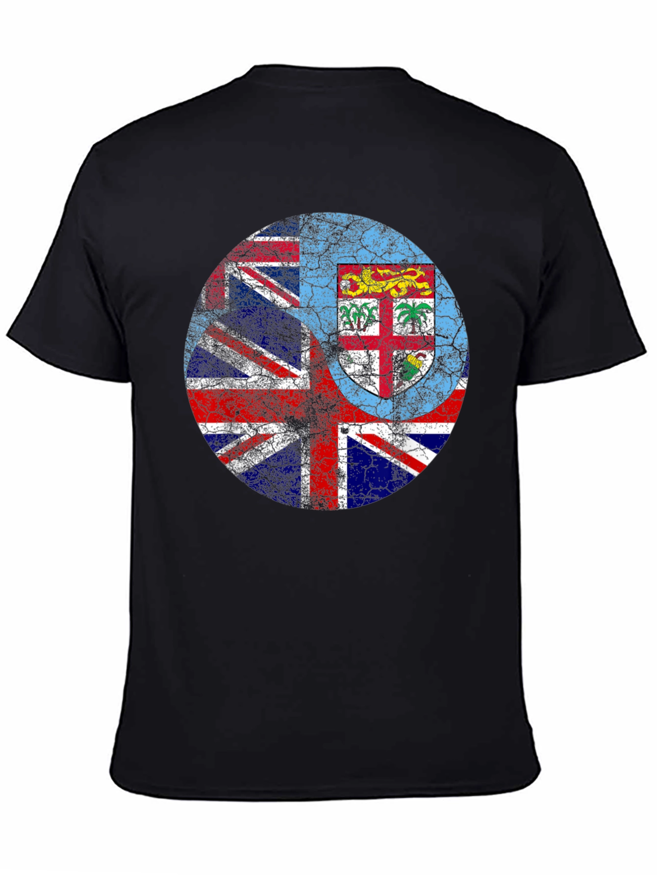 Fiji Flag Grunge Graphic Black T-Shirt