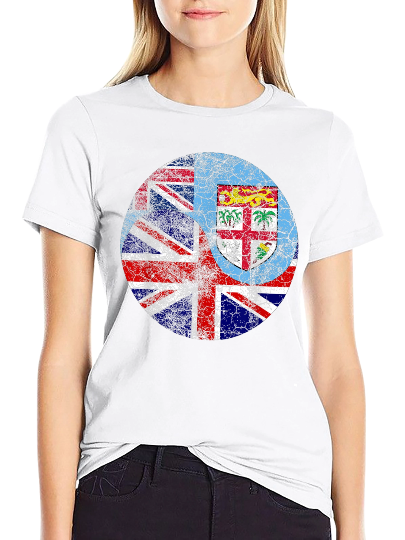 Fiji Flag Grunge Graphic Black T-Shirt