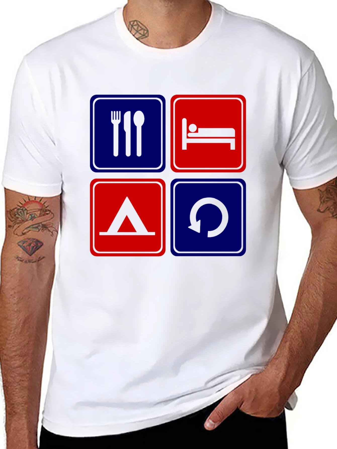 Eat Sleep Camp Repeat Graphic T-Shirt