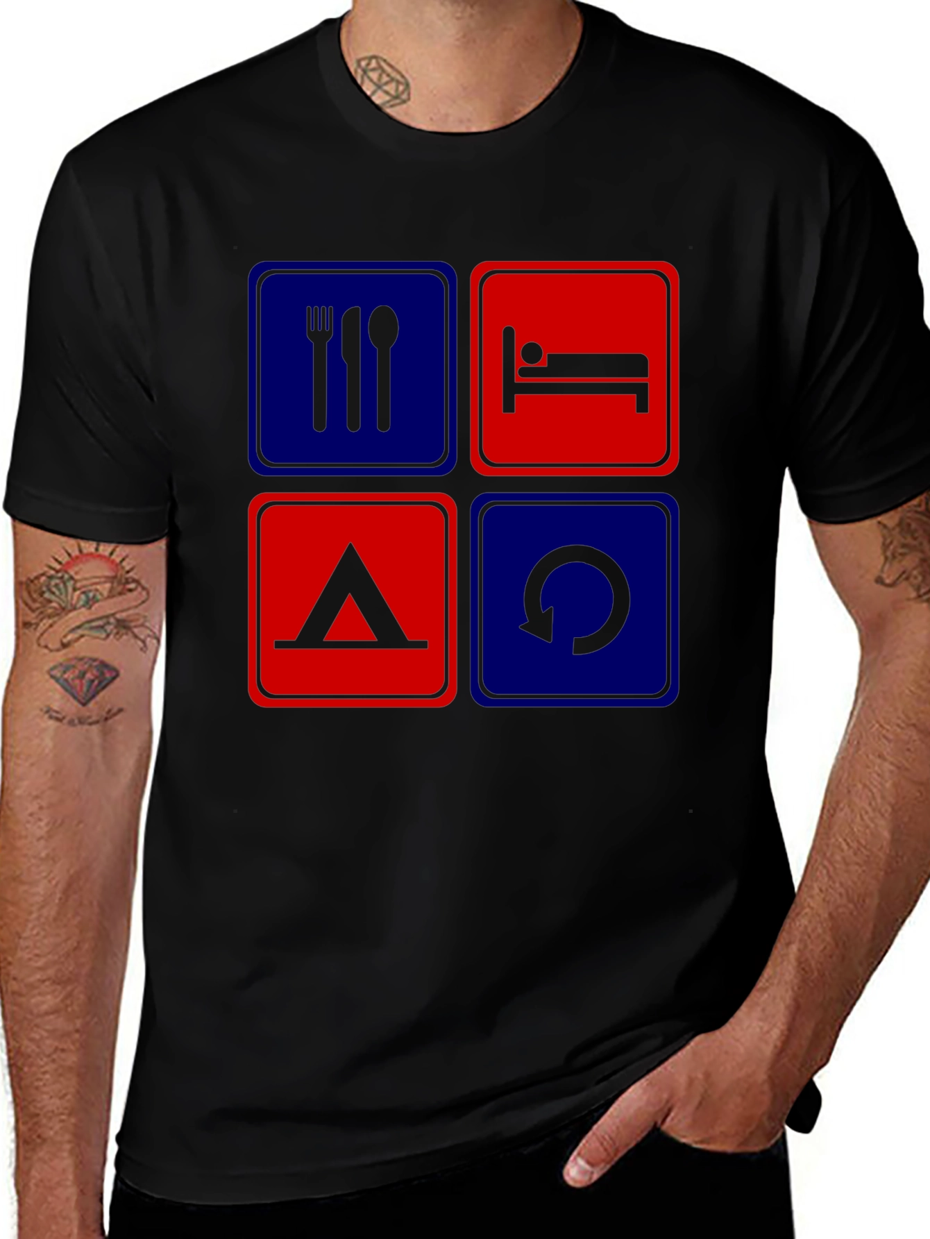 Eat Sleep Camp Repeat Graphic T-Shirt