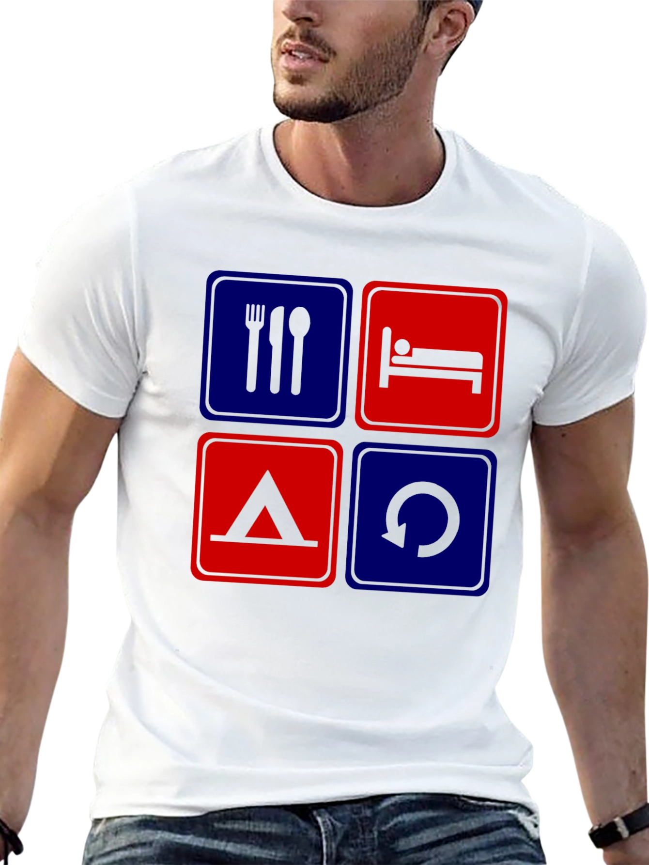 Eat Sleep Camp Repeat Graphic T-Shirt