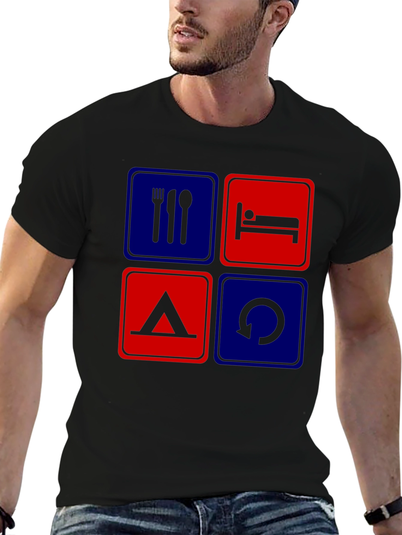 Eat Sleep Camp Repeat Graphic T-Shirt
