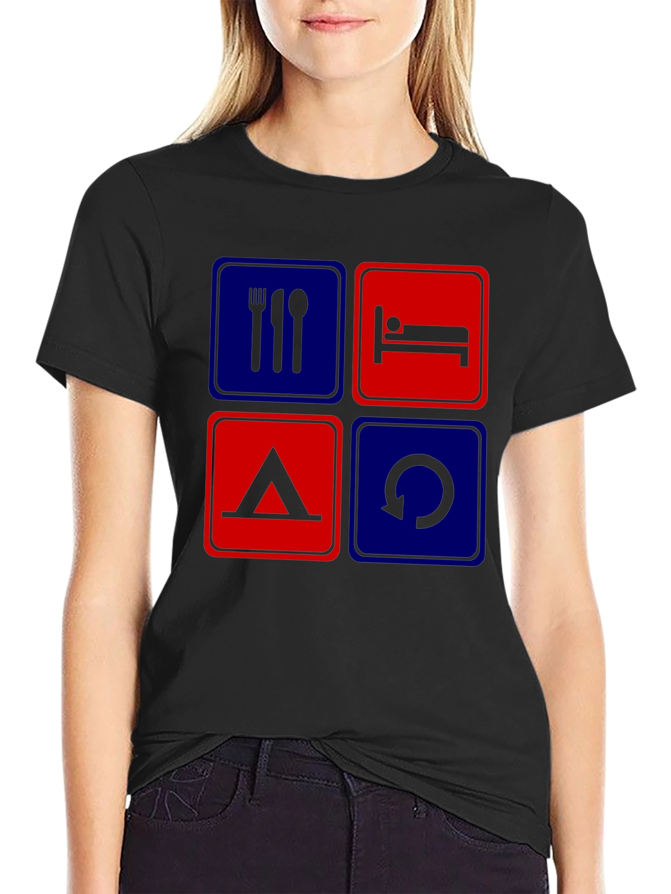 Eat Sleep Camp Repeat Graphic T-Shirt