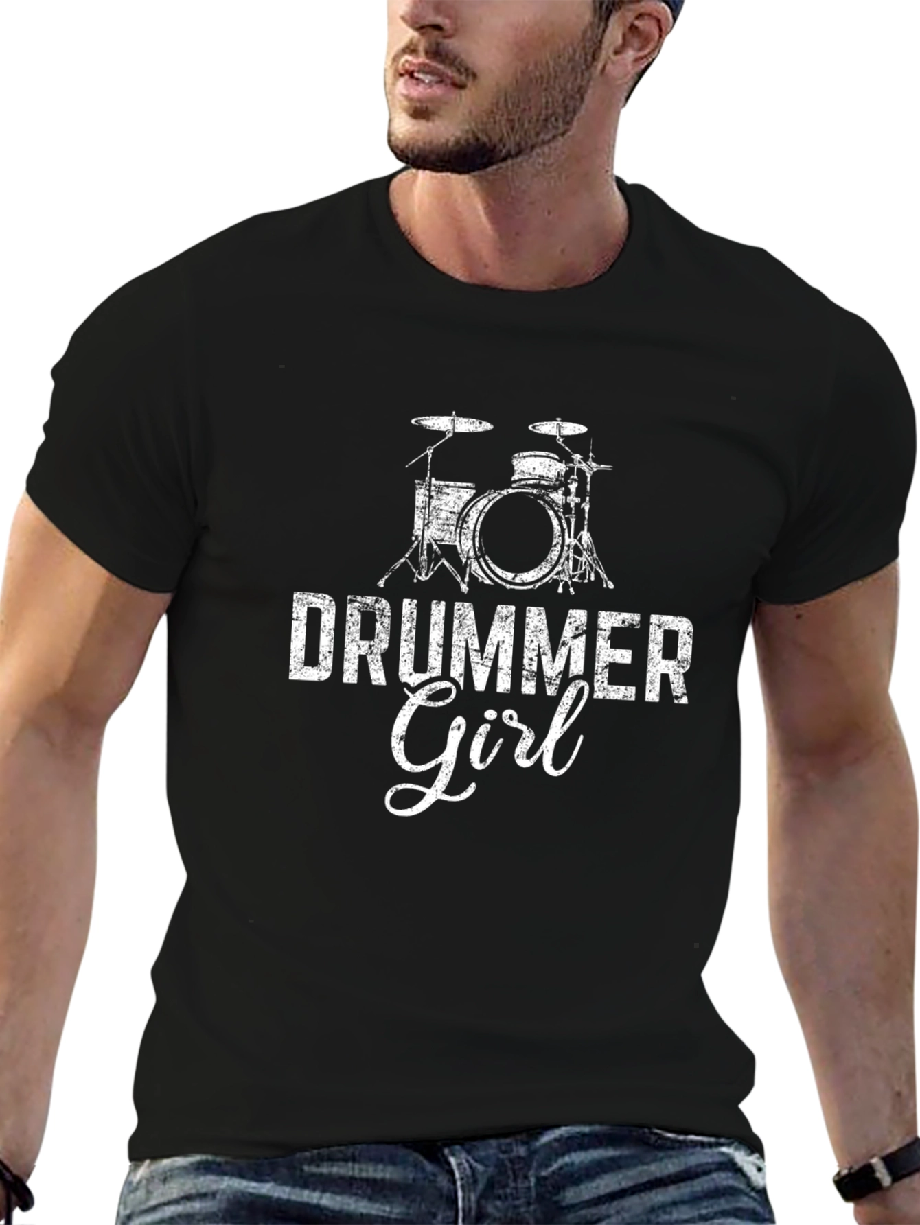 Drummer Girl Graphic Tee - Music Lovers T-Shirt