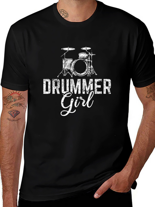 Drummer Girl Graphic Tee - Music Lovers T-Shirt