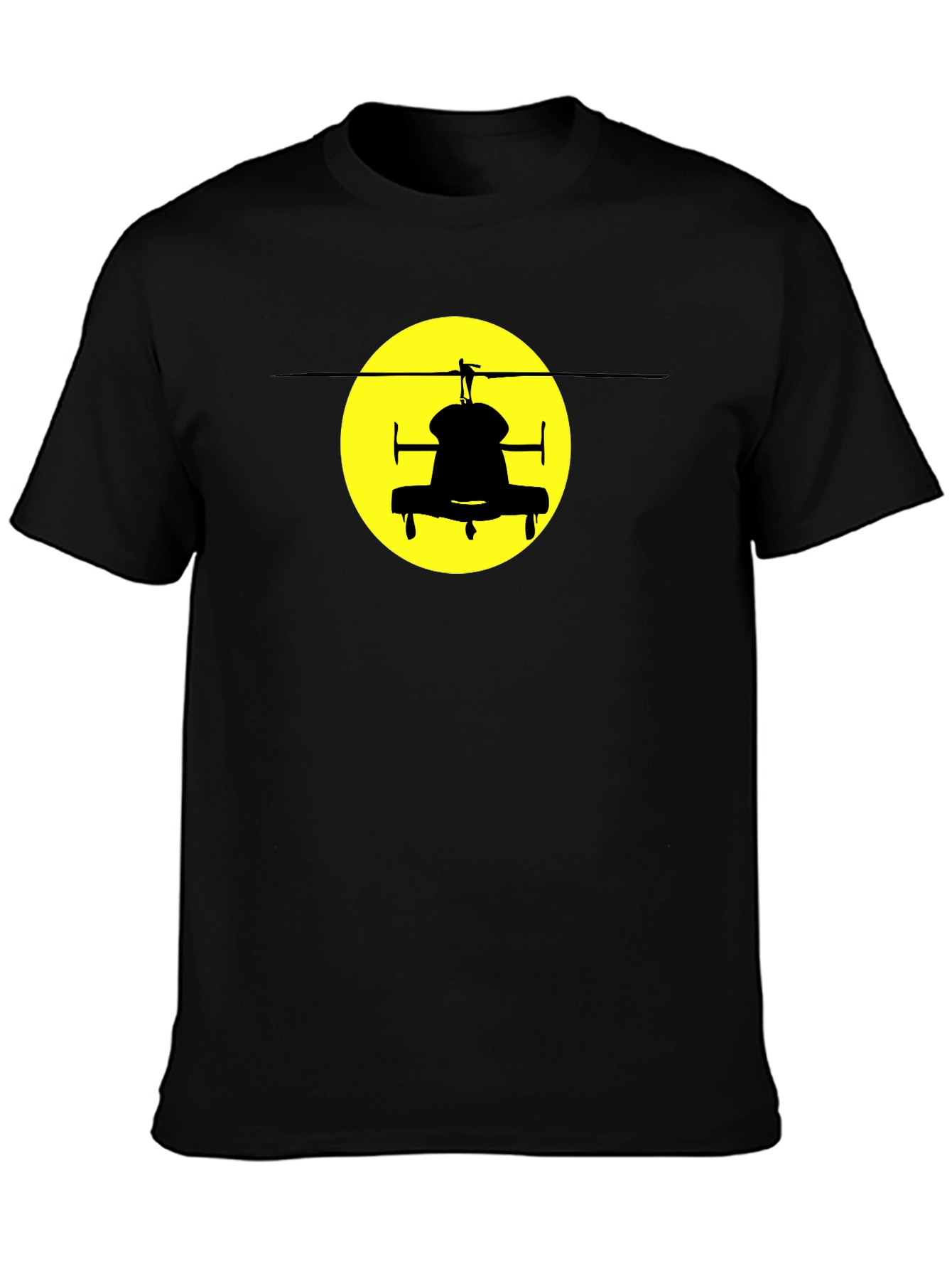 Helicopter Silhouette Graphic Tee - Black