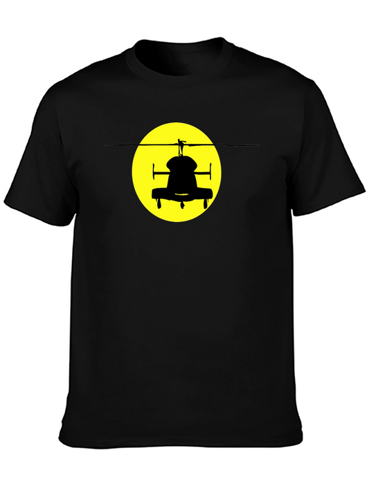 Helicopter Silhouette Graphic Tee - Black
