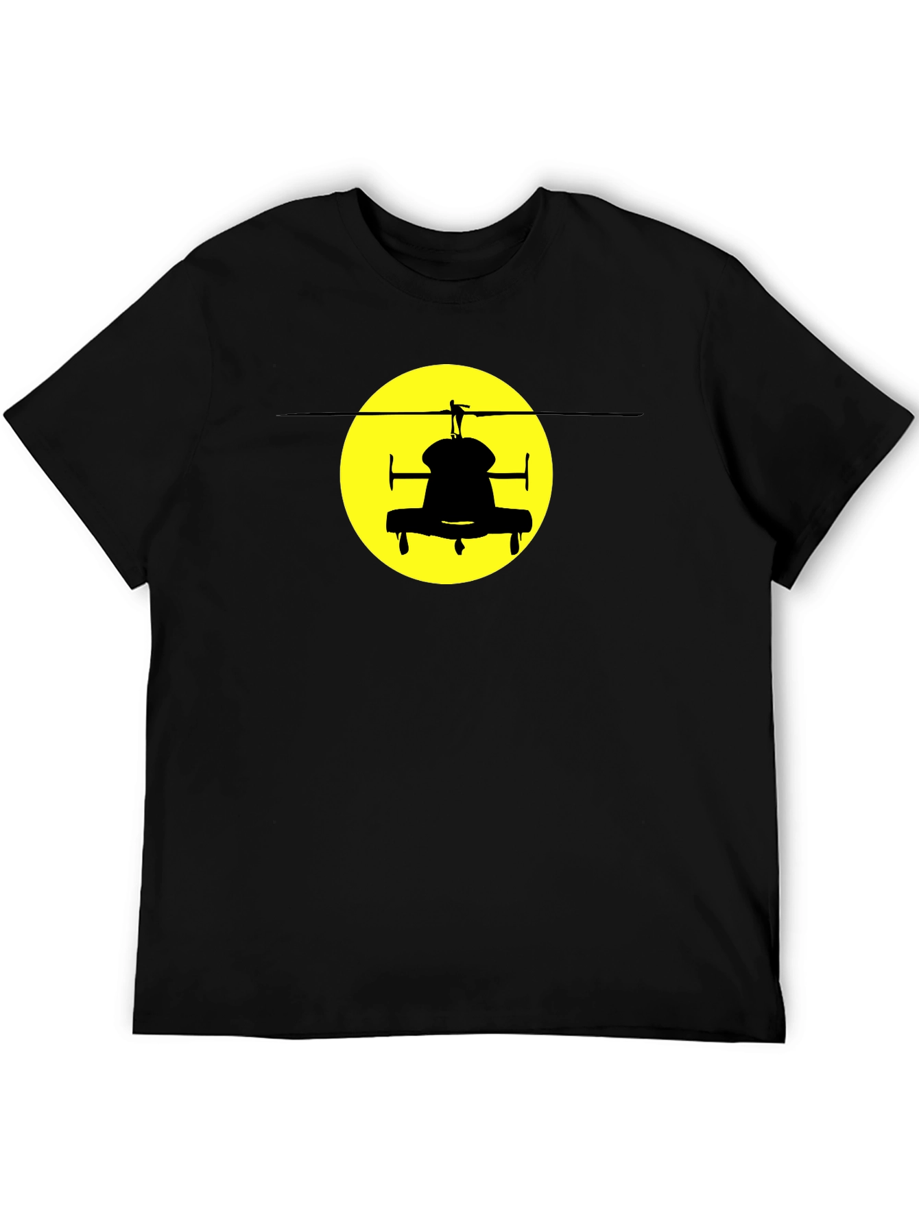 Helicopter Silhouette Graphic Tee - Black