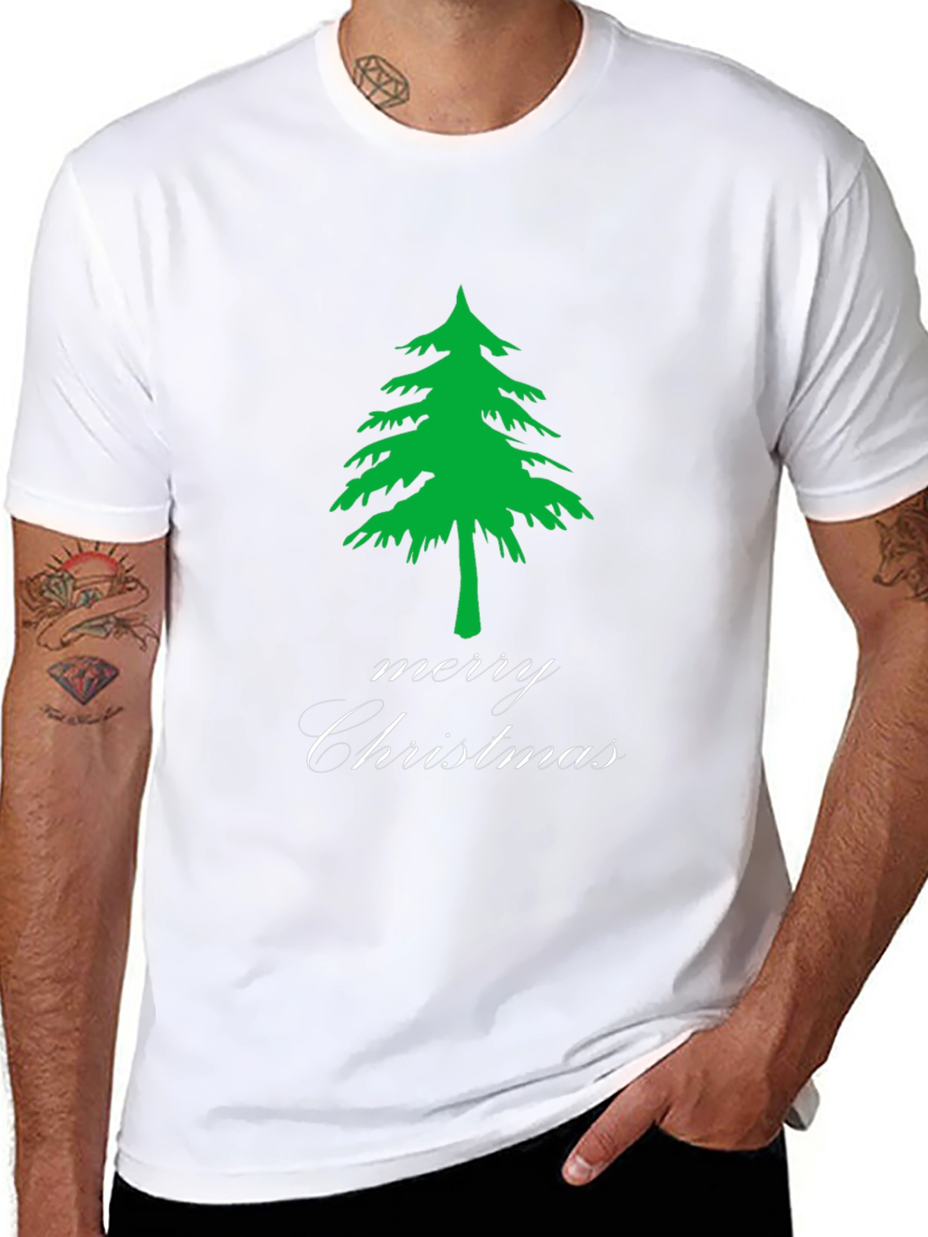 Merry Christmas Tree Black T-Shirt