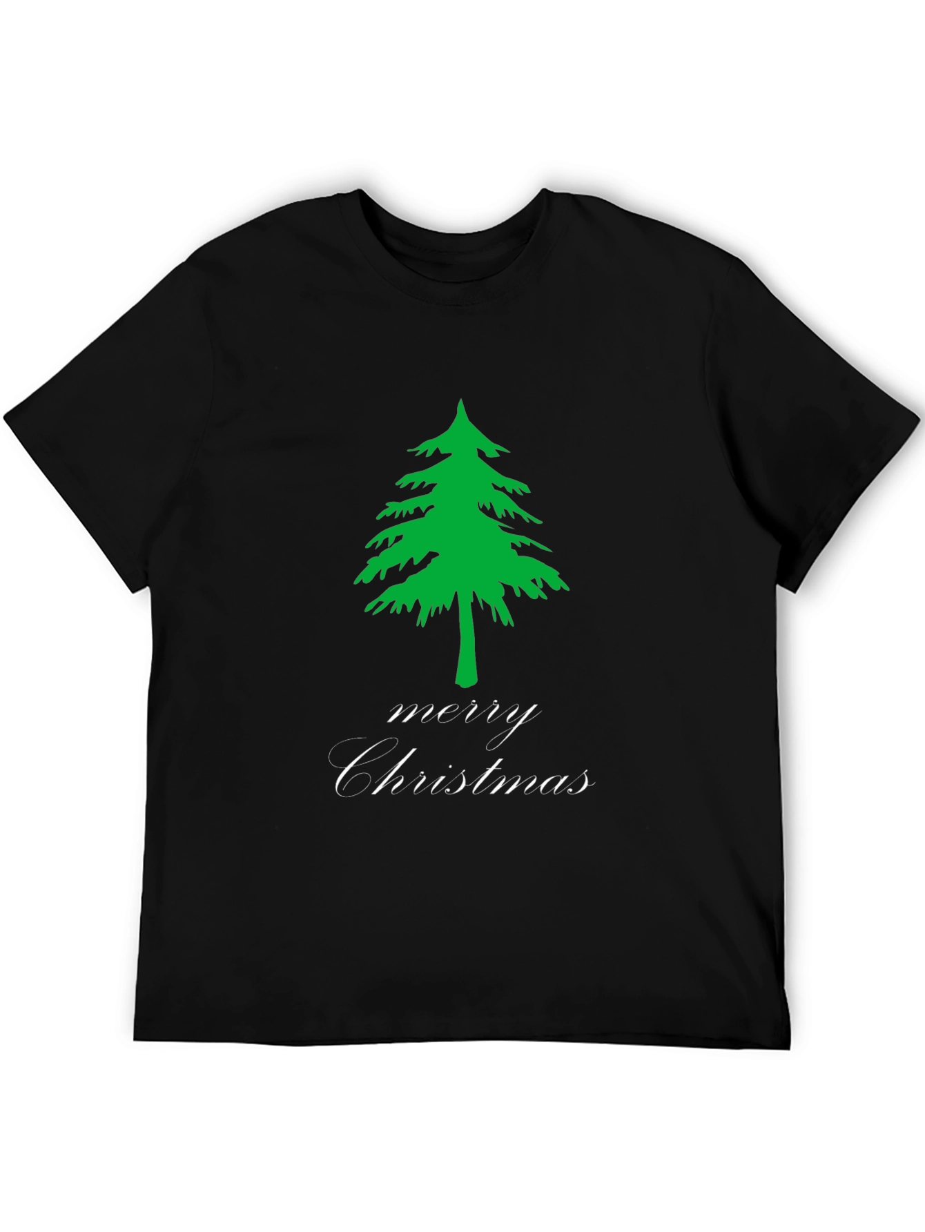 Merry Christmas Tree Black T-Shirt