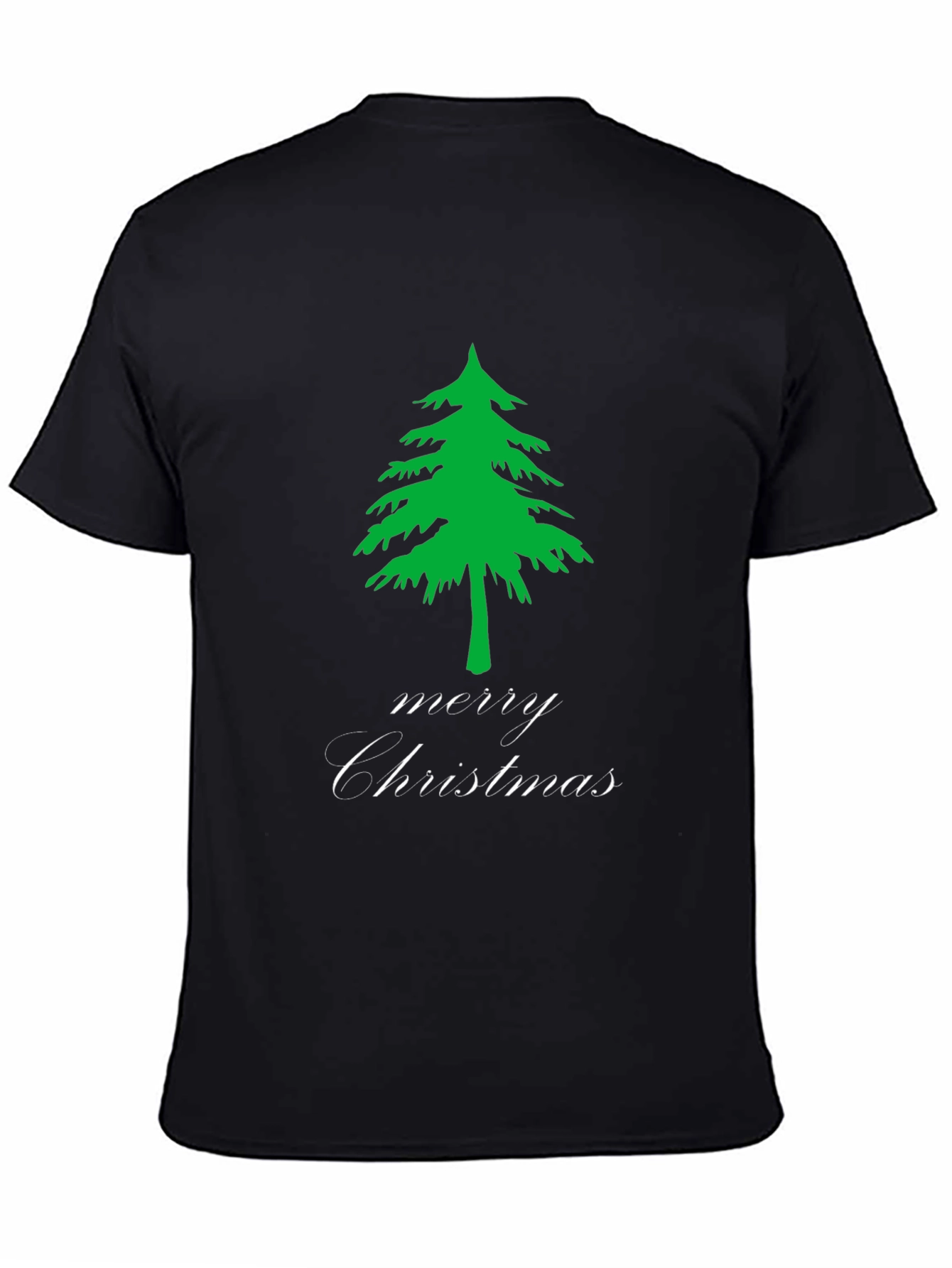 Merry Christmas Tree Black T-Shirt