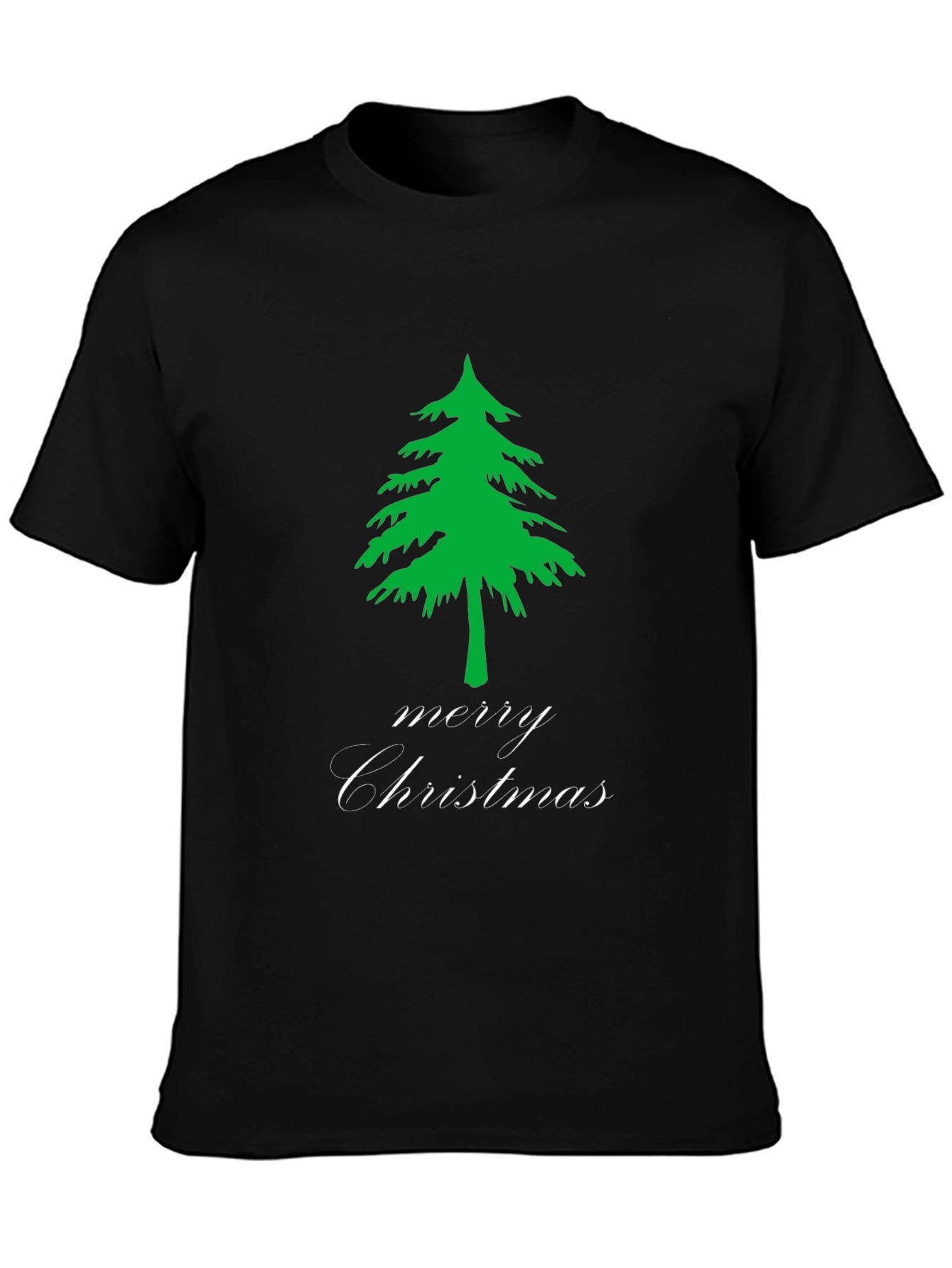 Merry Christmas Tree Black T-Shirt