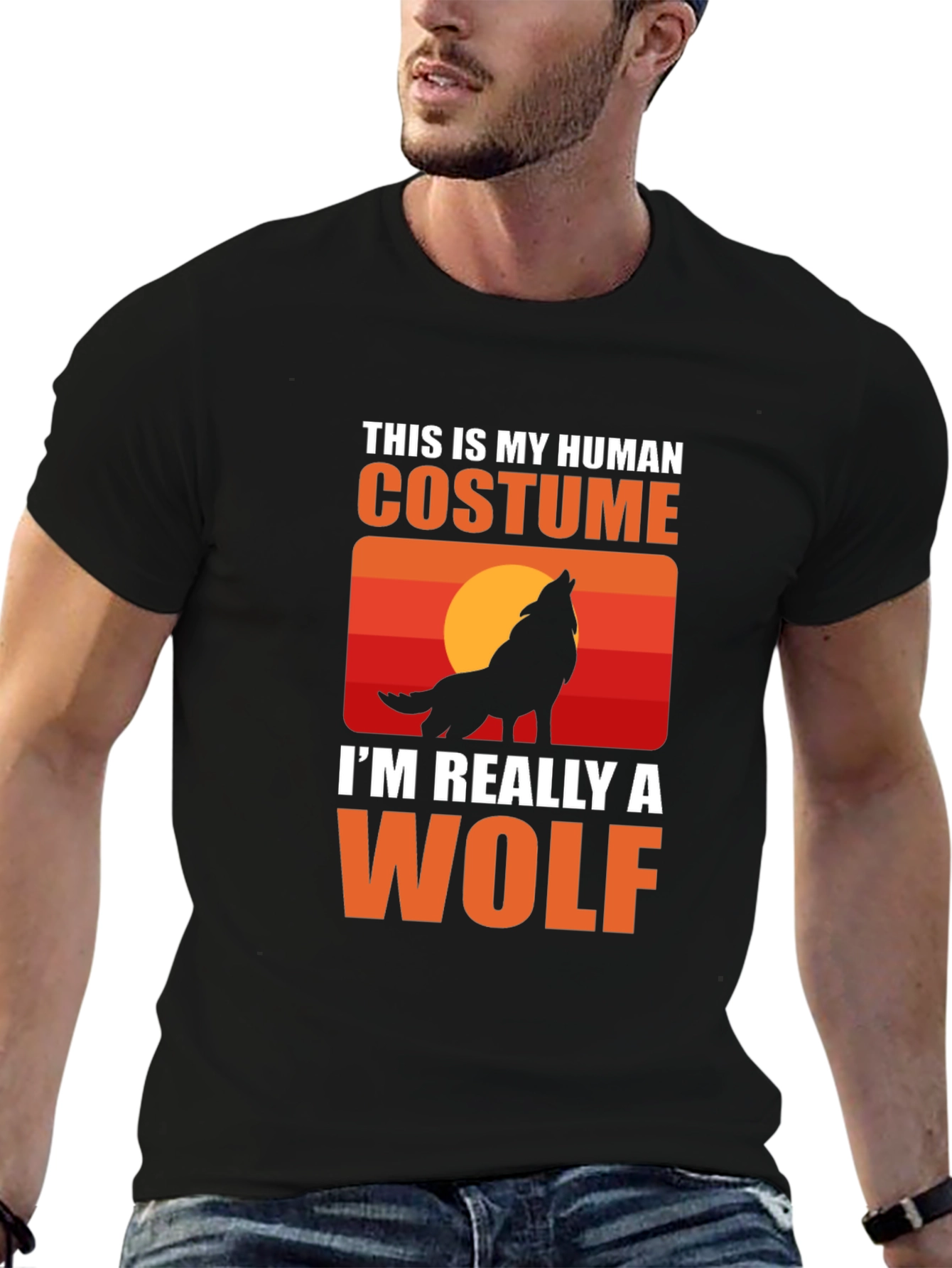 Human Costume Wolf T-Shirt - Halloween Tee