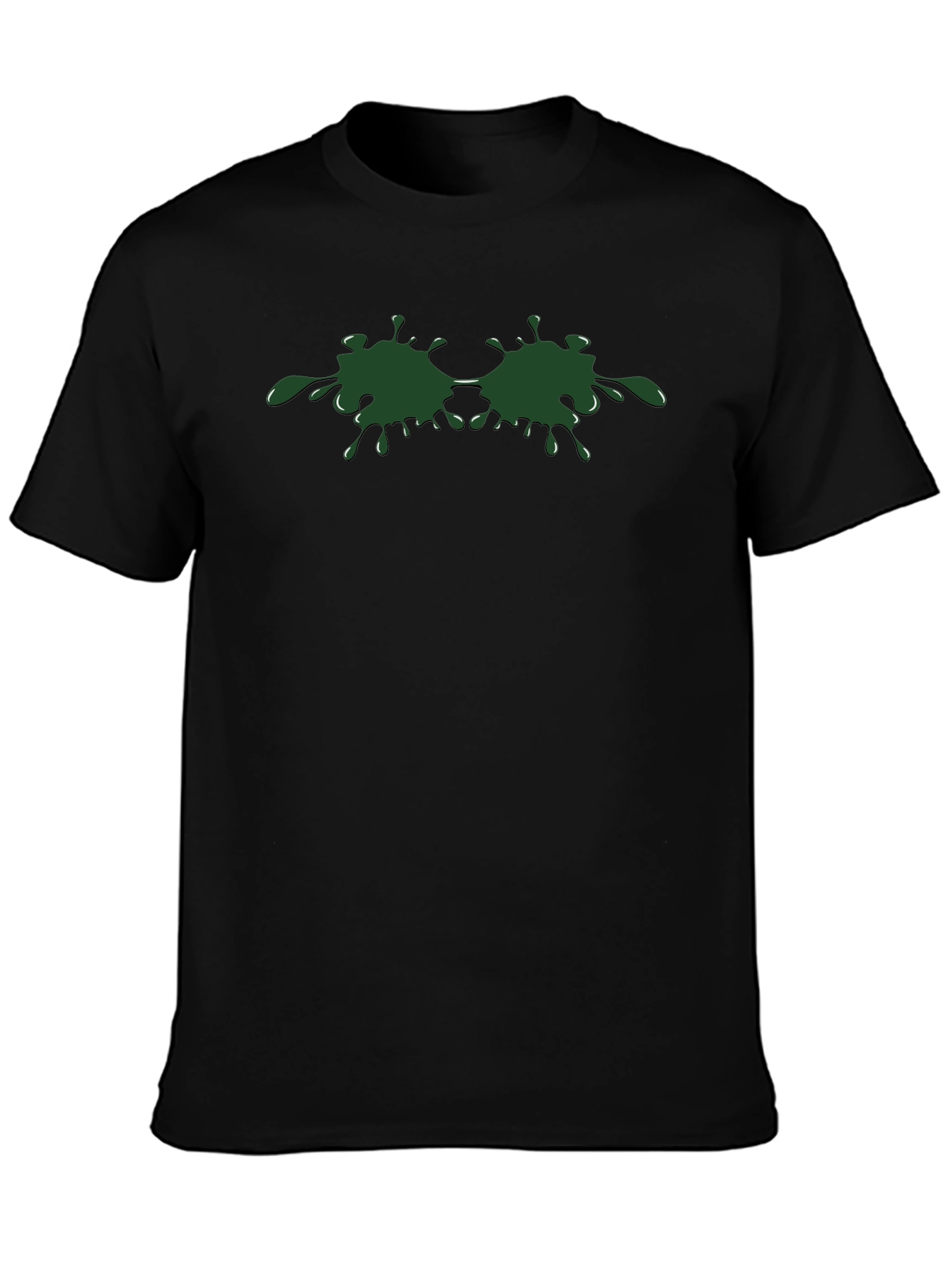 Mens Black T-Shirt with Green Paint Splatter Design