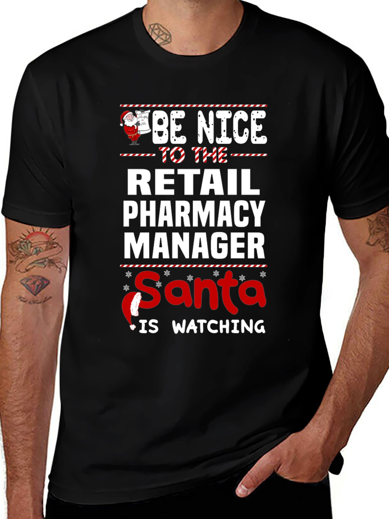 Retail Pharmacy Manager Santa Watching T-Shirt