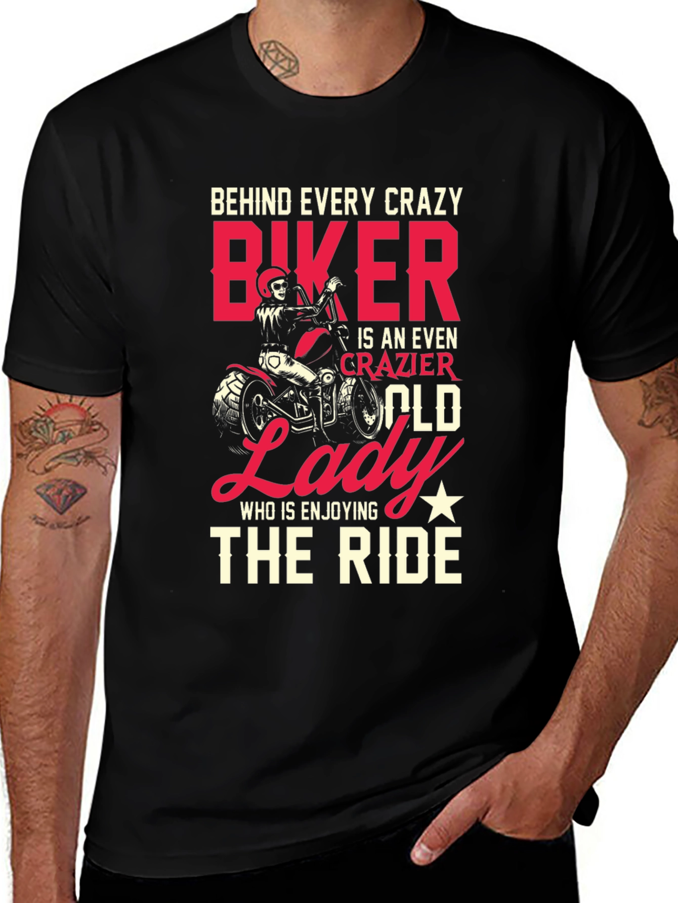 Crazy Biker Old Lady T-Shirt - Ride in Style!