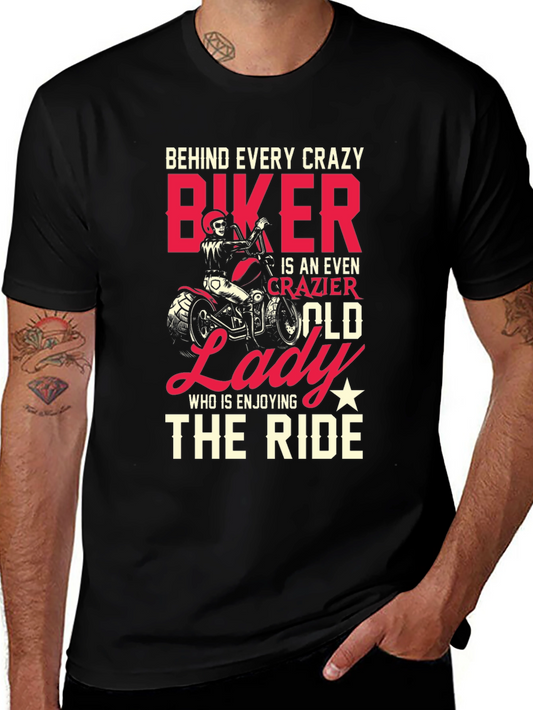 Crazy Biker Old Lady T-Shirt - Ride in Style!