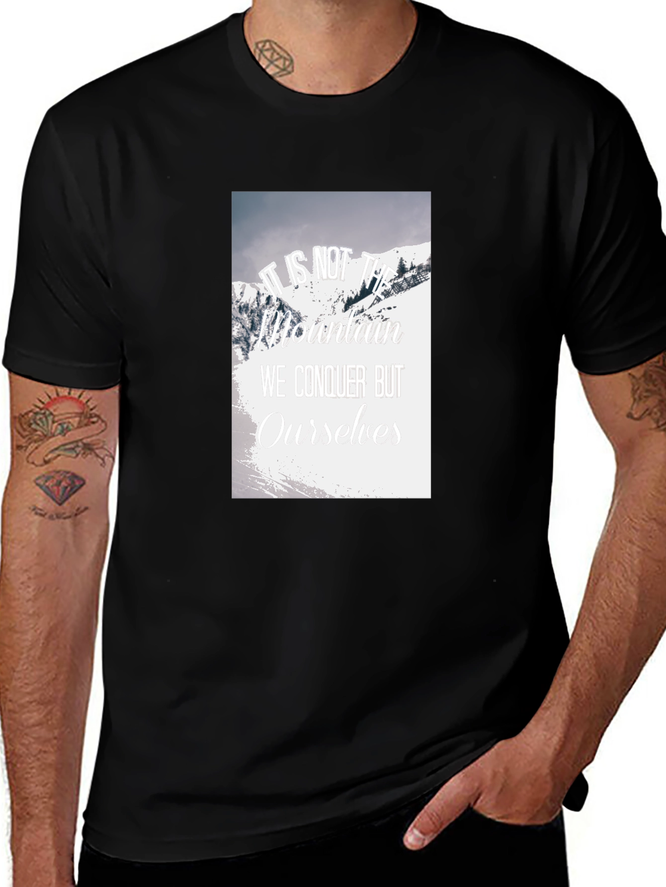 Motivational Mountain Graphic Black T-Shirt
