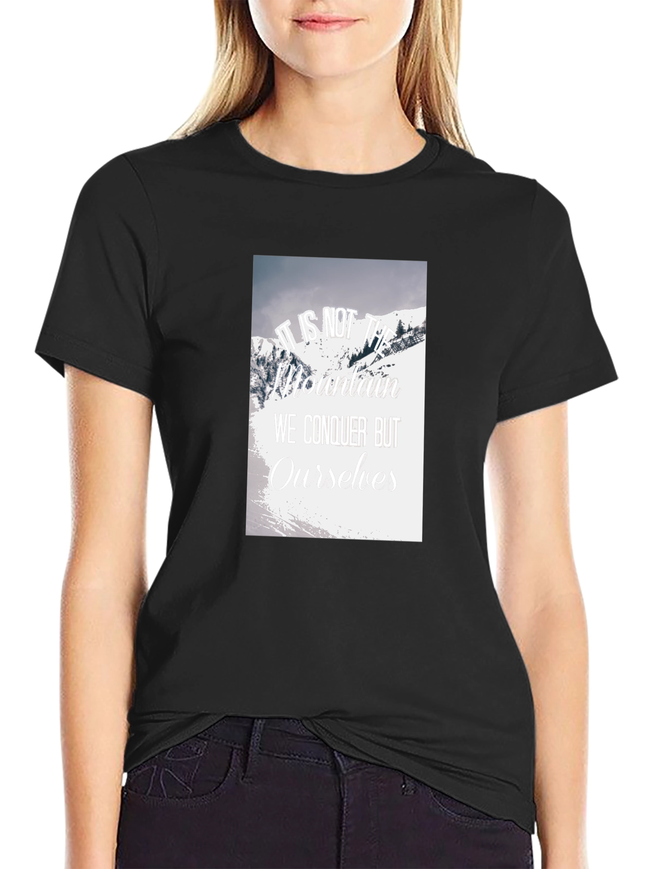 Motivational Mountain Graphic Black T-Shirt