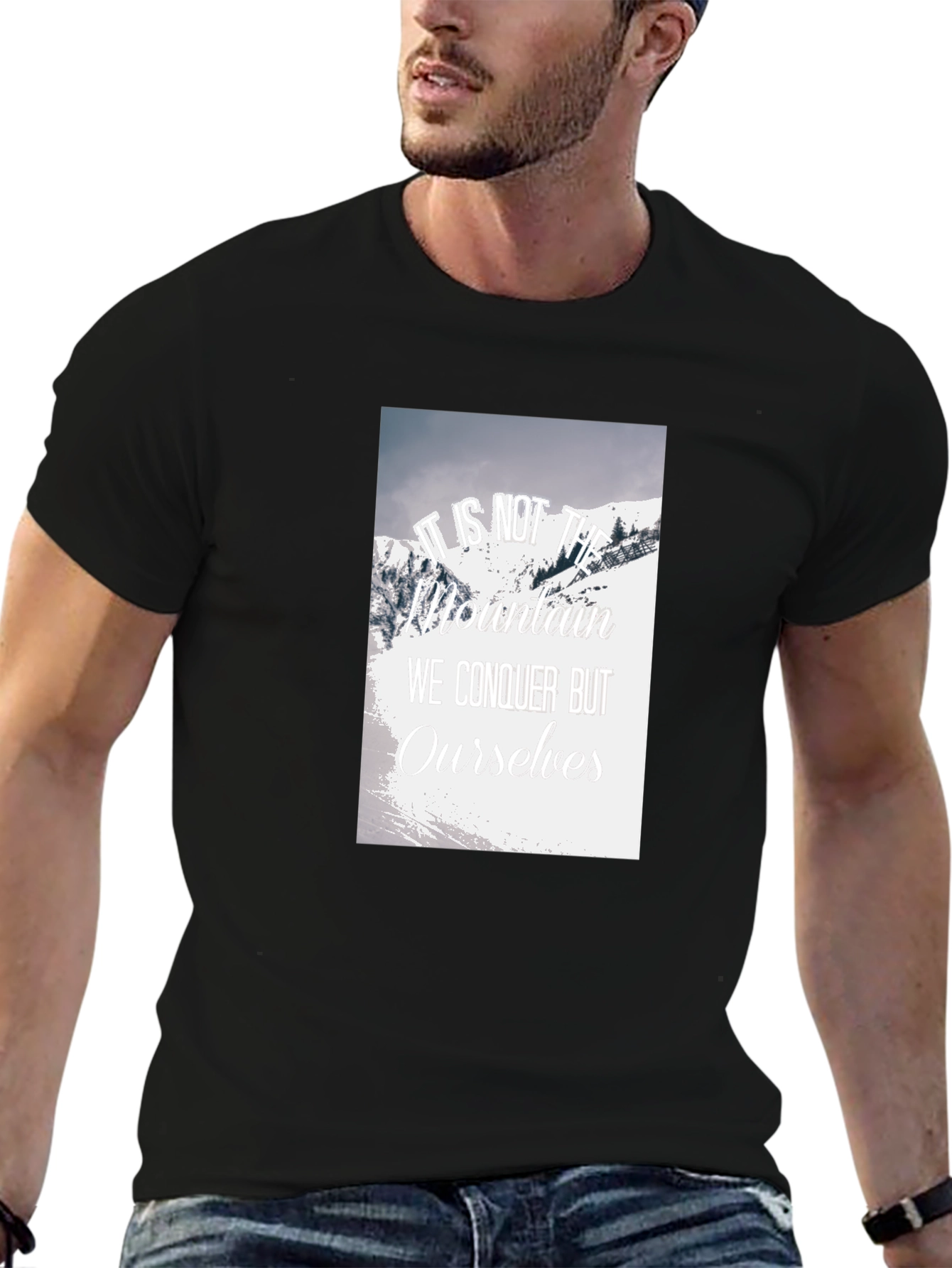 Motivational Mountain Graphic Black T-Shirt