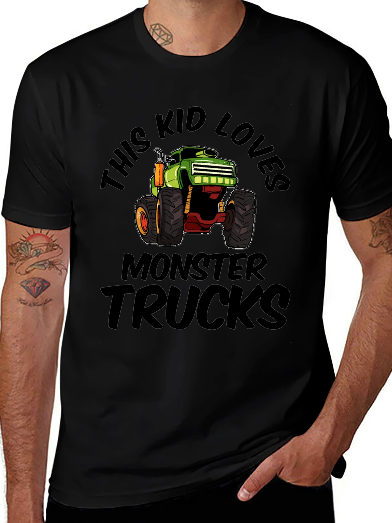 Monster Truck Kids Black Cotton T-Shirt
