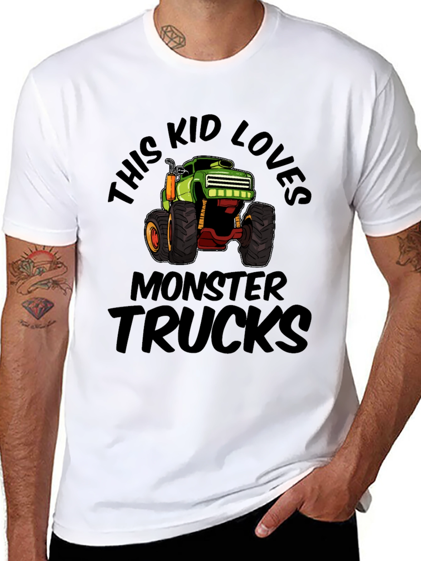 Monster Truck Kids Black Cotton T-Shirt