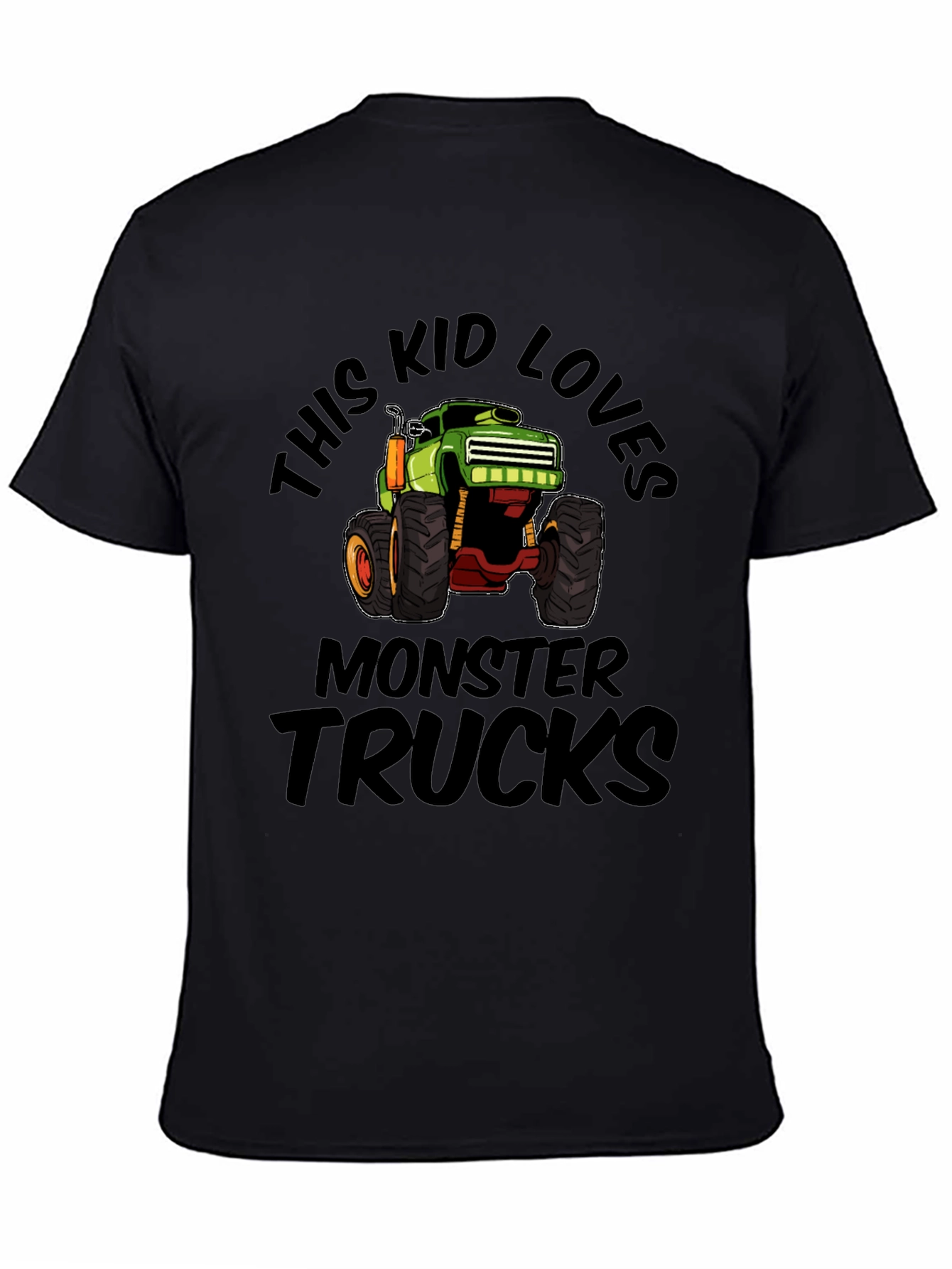 Monster Truck Kids Black Cotton T-Shirt