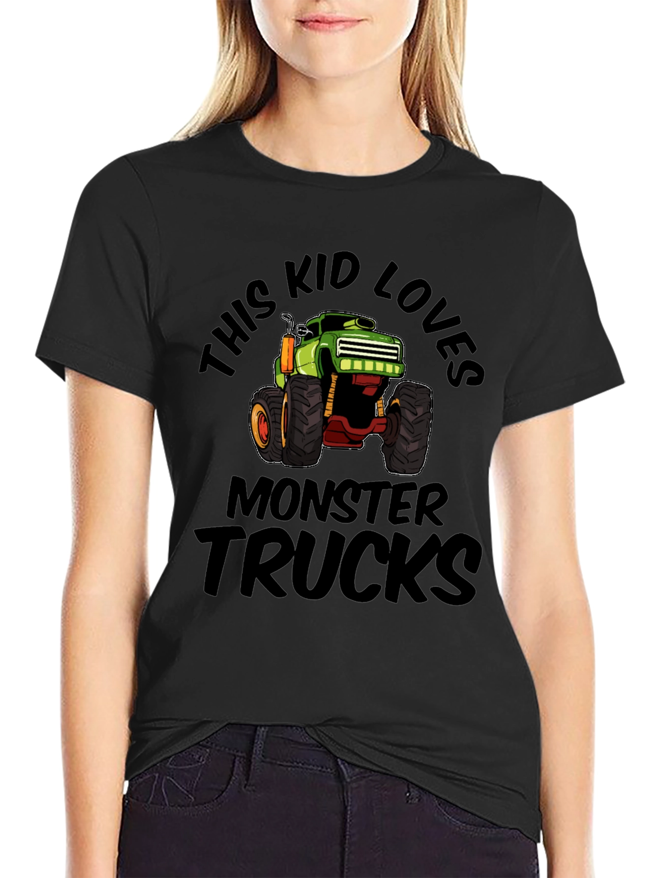 Monster Truck Kids Black Cotton T-Shirt