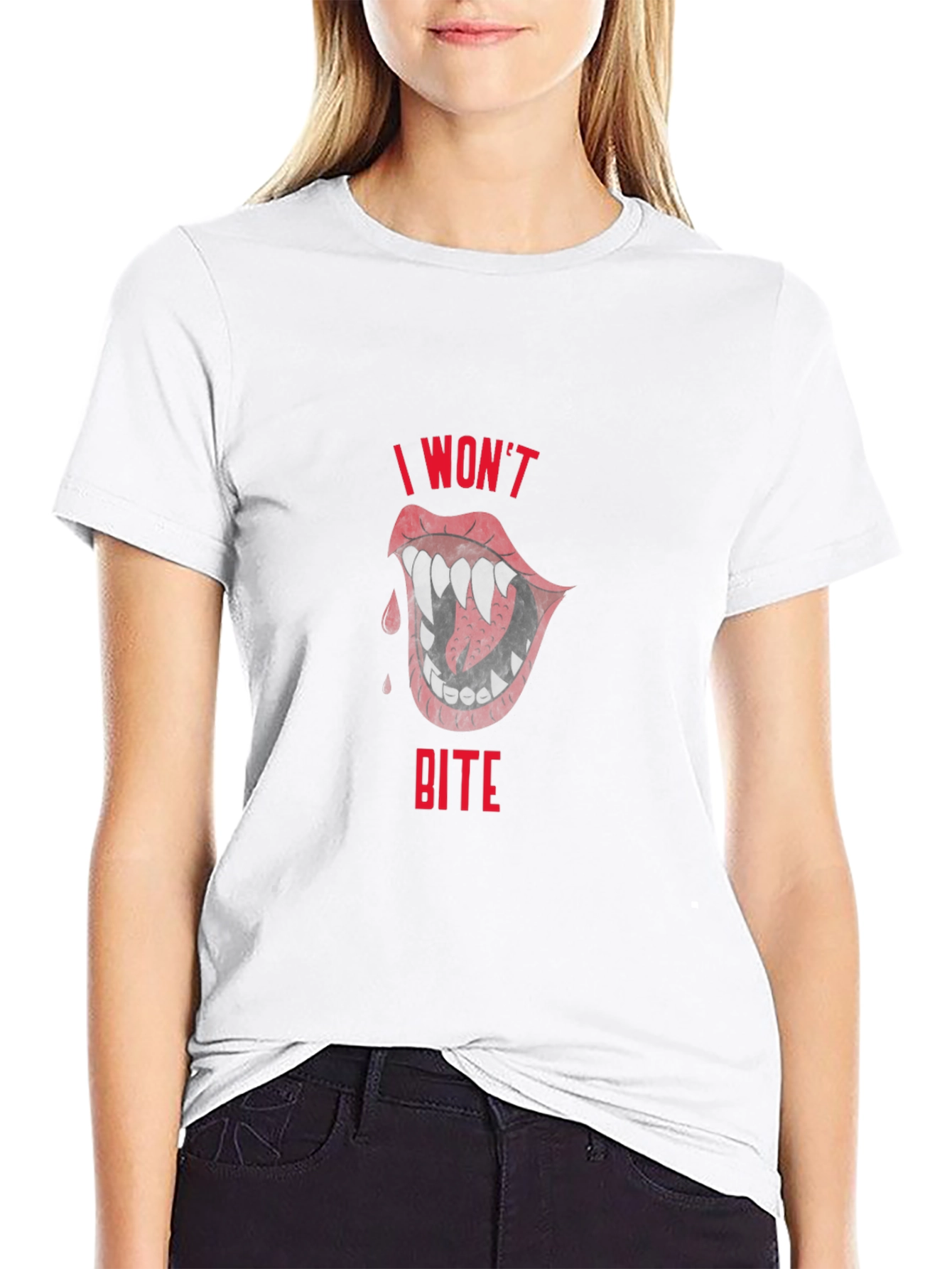 I Wont Bite T-Shirt - Vampire Lips Graphic Tee