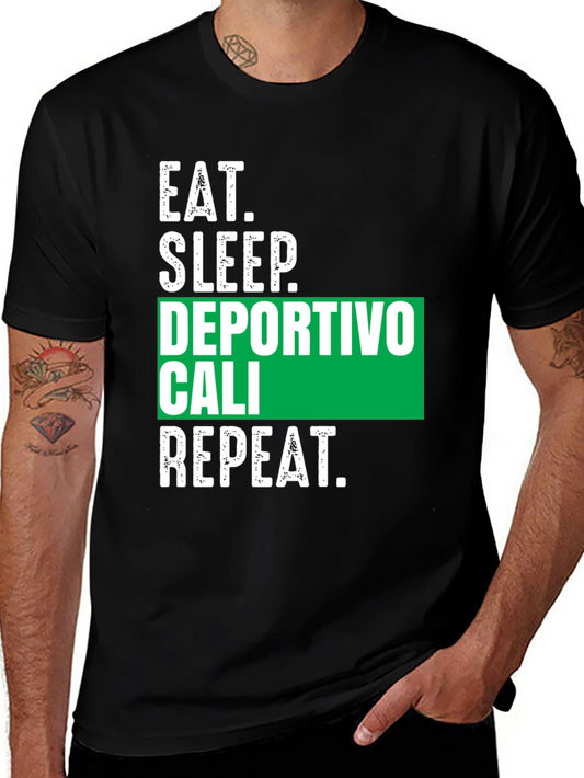Eat Sleep Deportivo Cali Repeat Black Tee