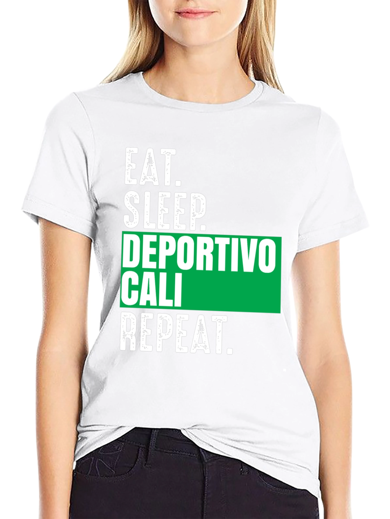 Eat Sleep Deportivo Cali Repeat Black Tee